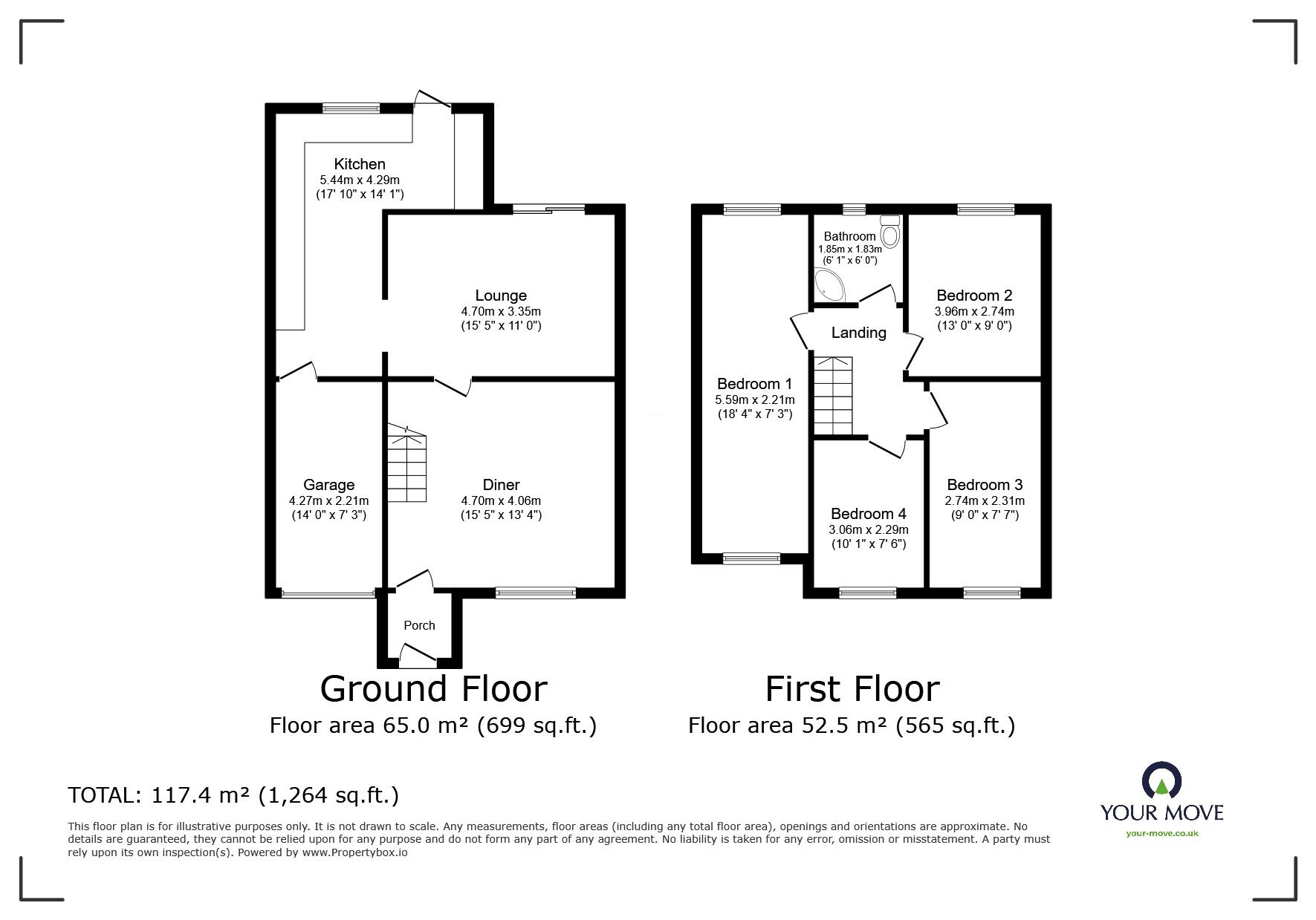 Floorplan of 4 bedroom Semi Detached House for sale, Claremont Road, Hextable, Kent, BR8