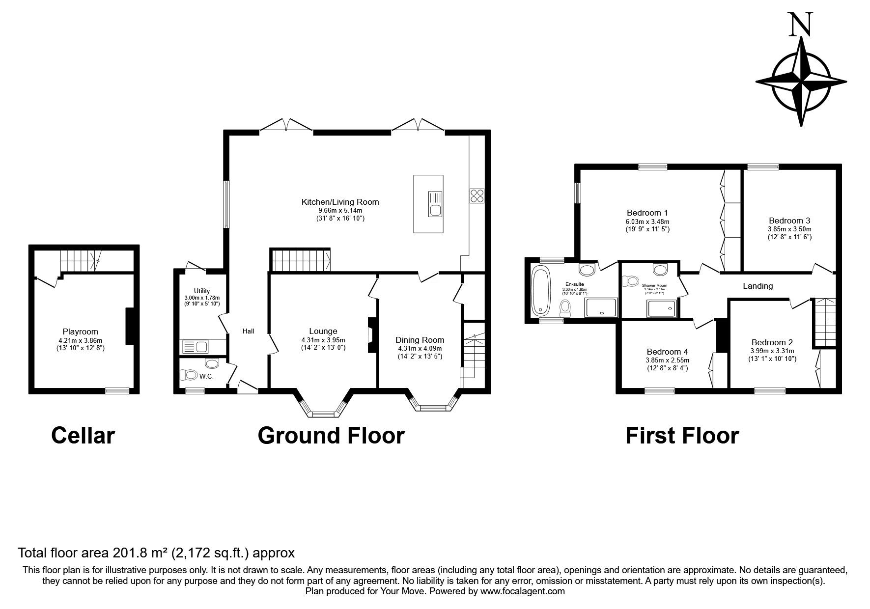 Floorplan of 4 bedroom Link Detached House for sale, Park Lane, Swanley, Kent, BR8