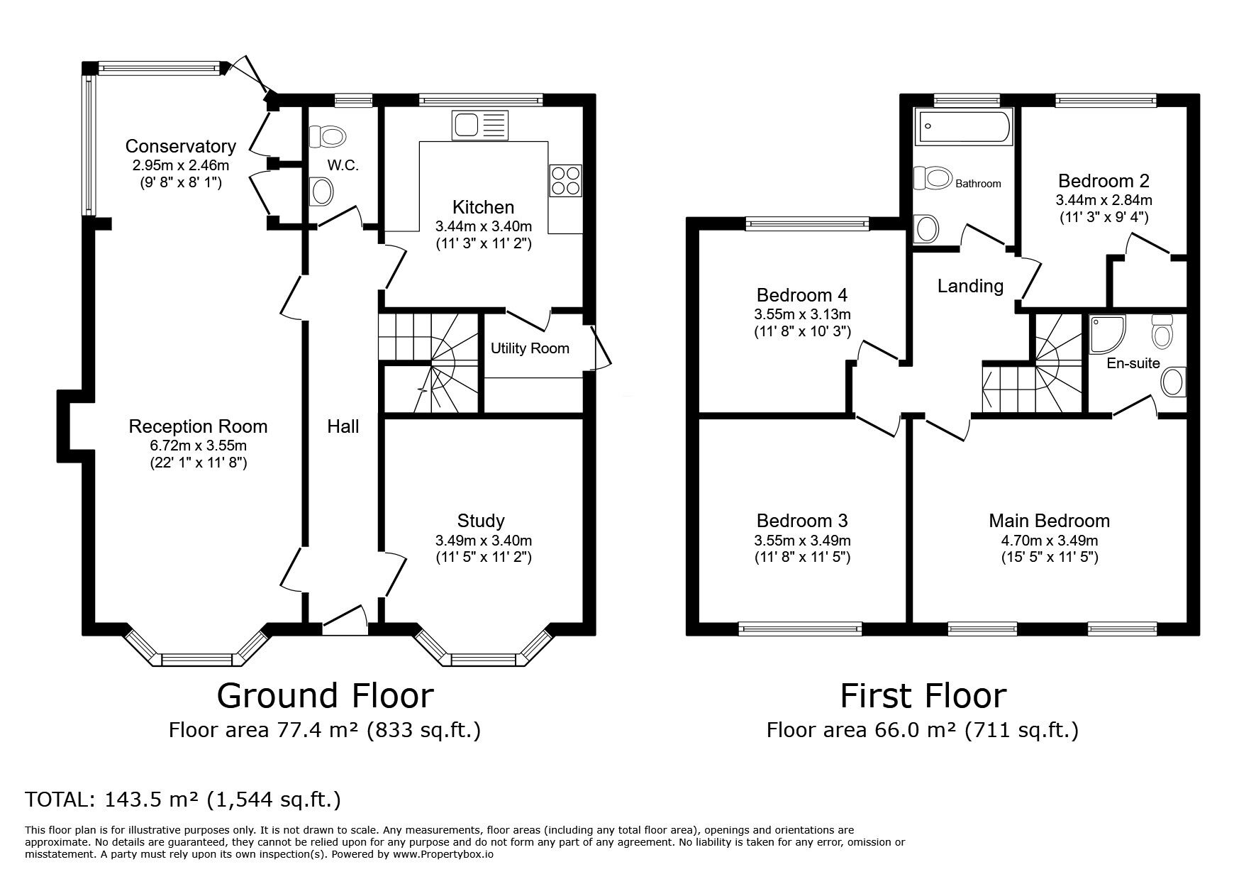 Floorplan of 4 bedroom Detached House for sale, Heathwood Gardens, Swanley, Kent, BR8