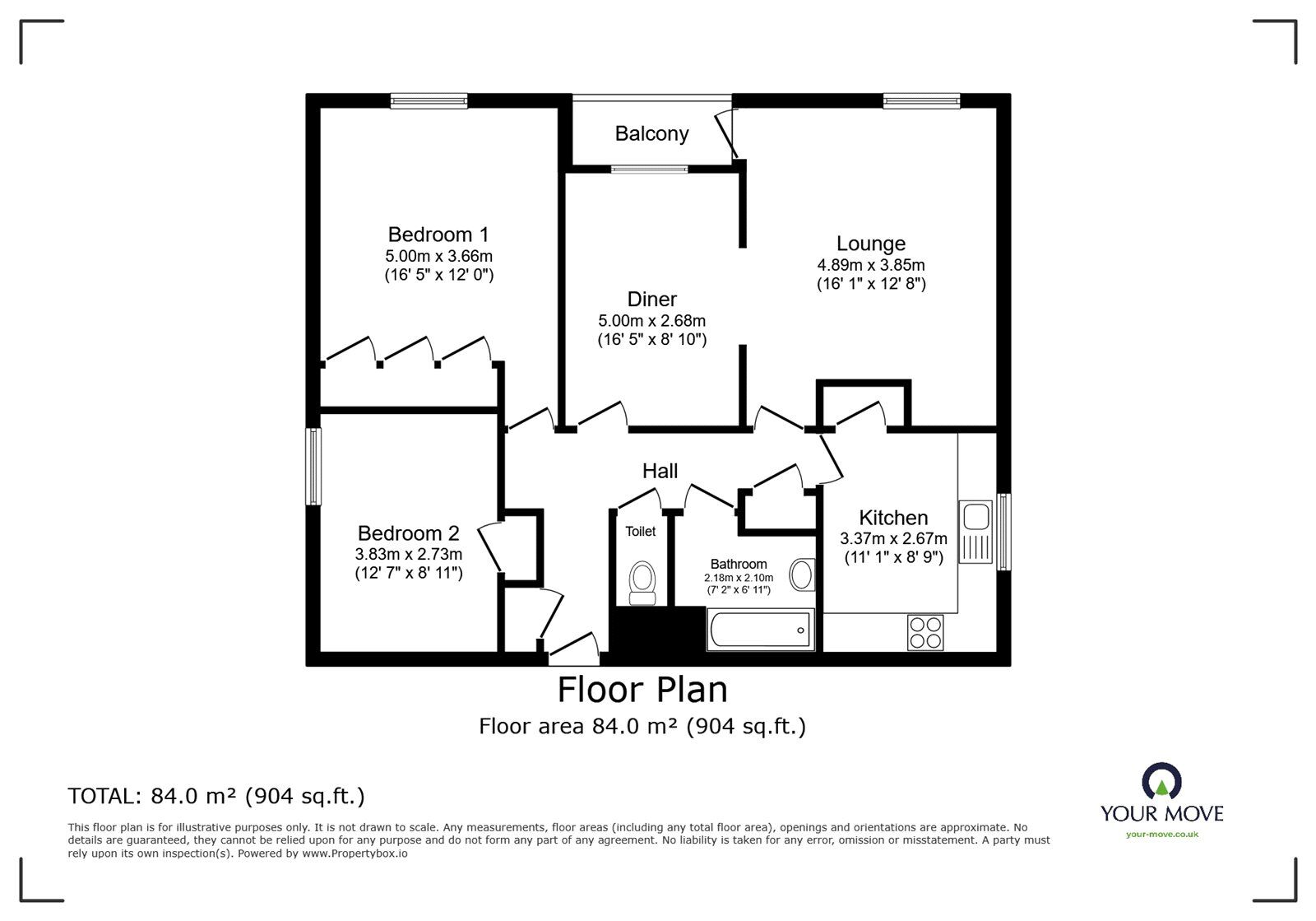 Floorplan of 2 bedroom  Flat for sale, Orchard Road, Bromley, BR1