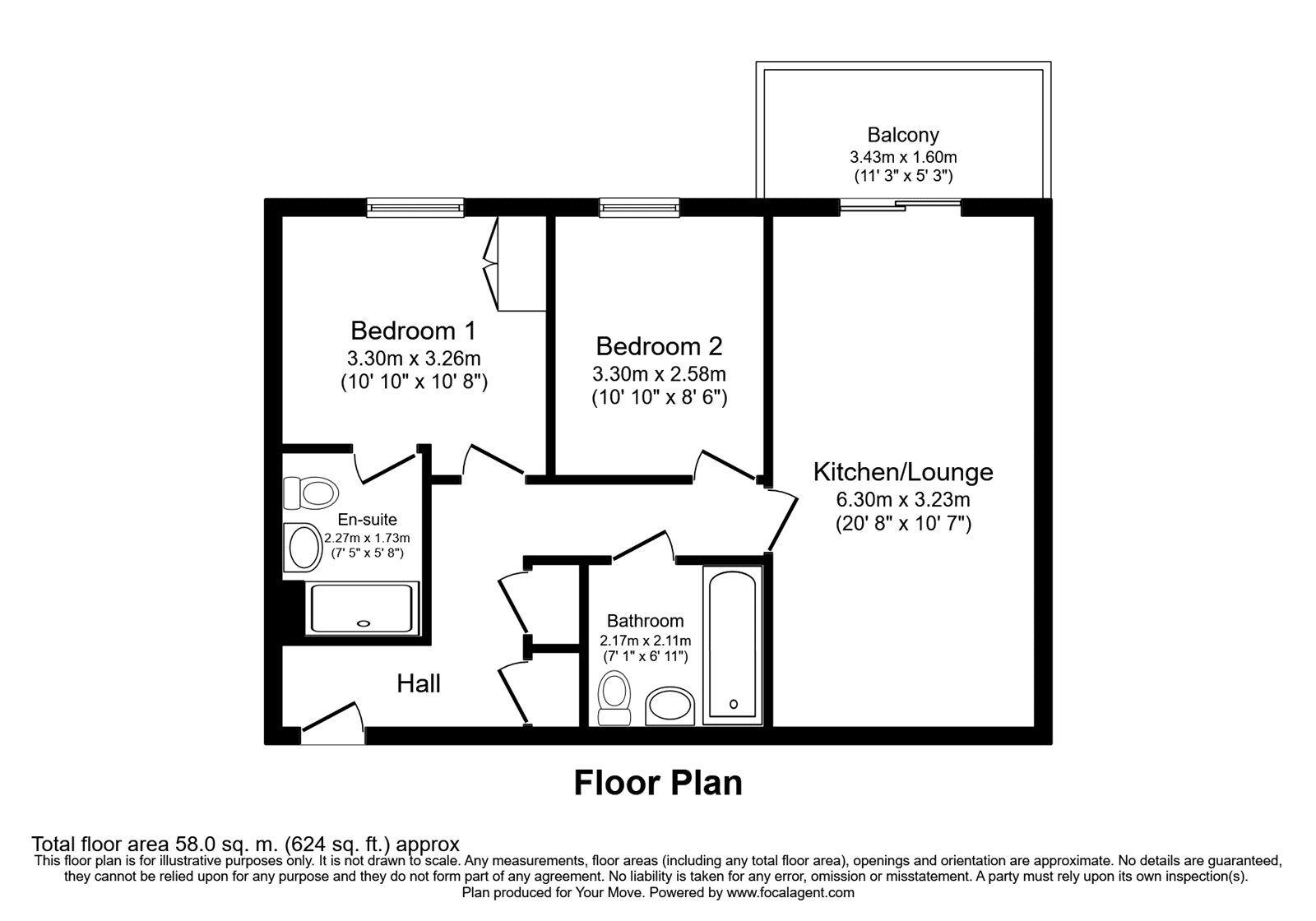 Floorplan of 2 bedroom  Flat for sale, Medhurst Drive, Bromley, BR1