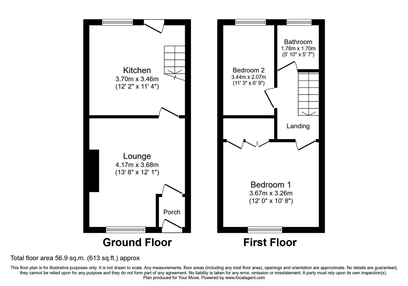 Floorplan of 2 bedroom Mid Terrace House to rent, Helena Street, Salford, Manchester, M6