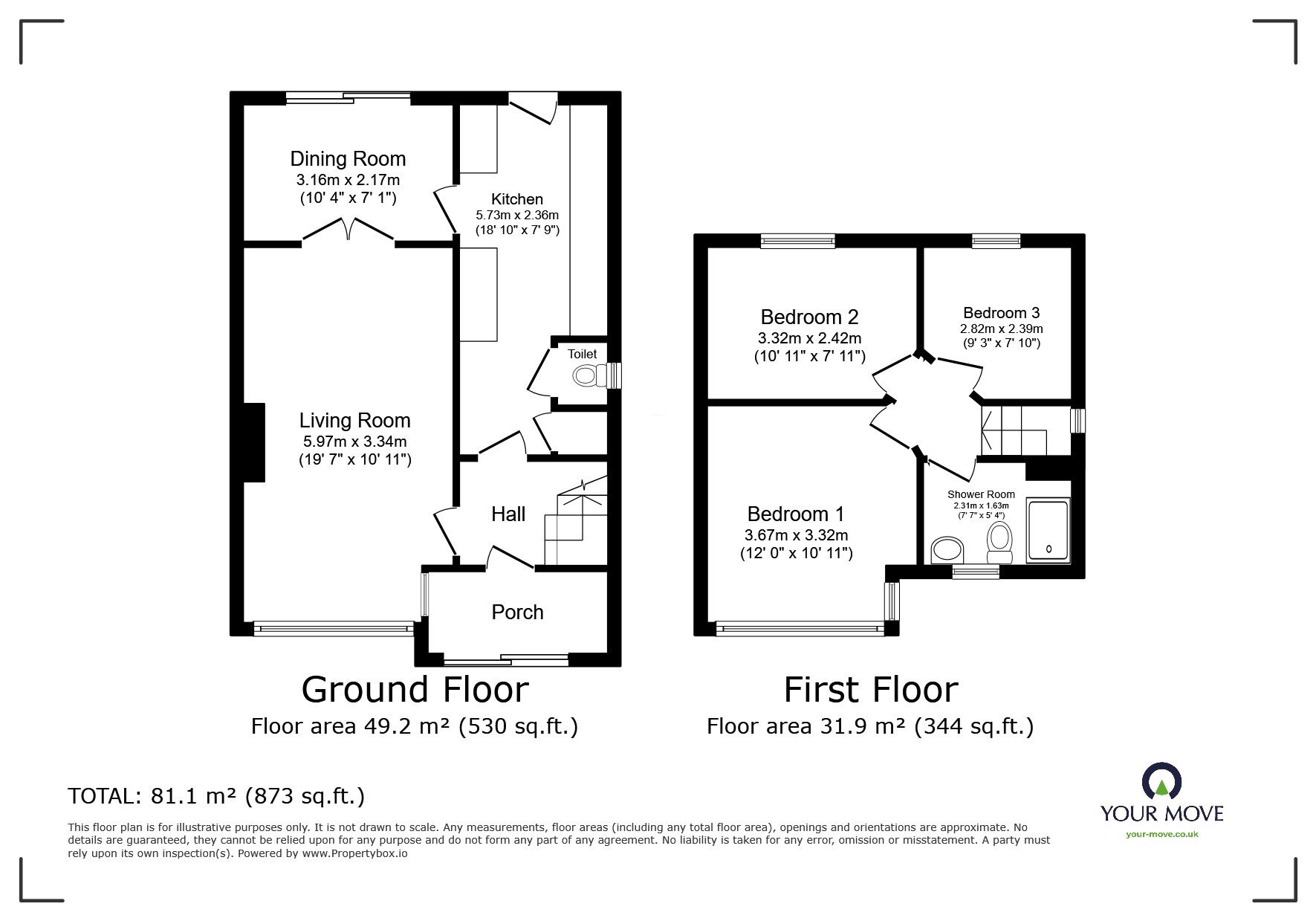 Floorplan of 3 bedroom Semi Detached House for sale, Hereford Drive, Swinton, Greater Manchester, M27