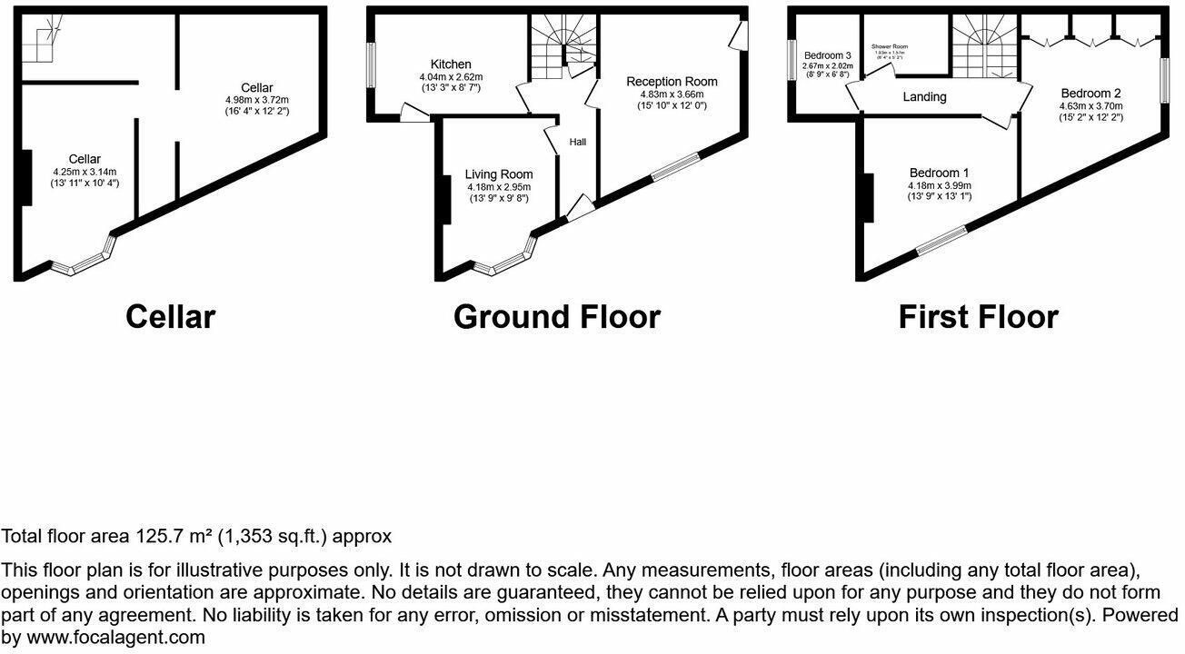 Floorplan of 3 bedroom End Terrace House for sale, Claremont Road, Salford, Greater Manchester, M6