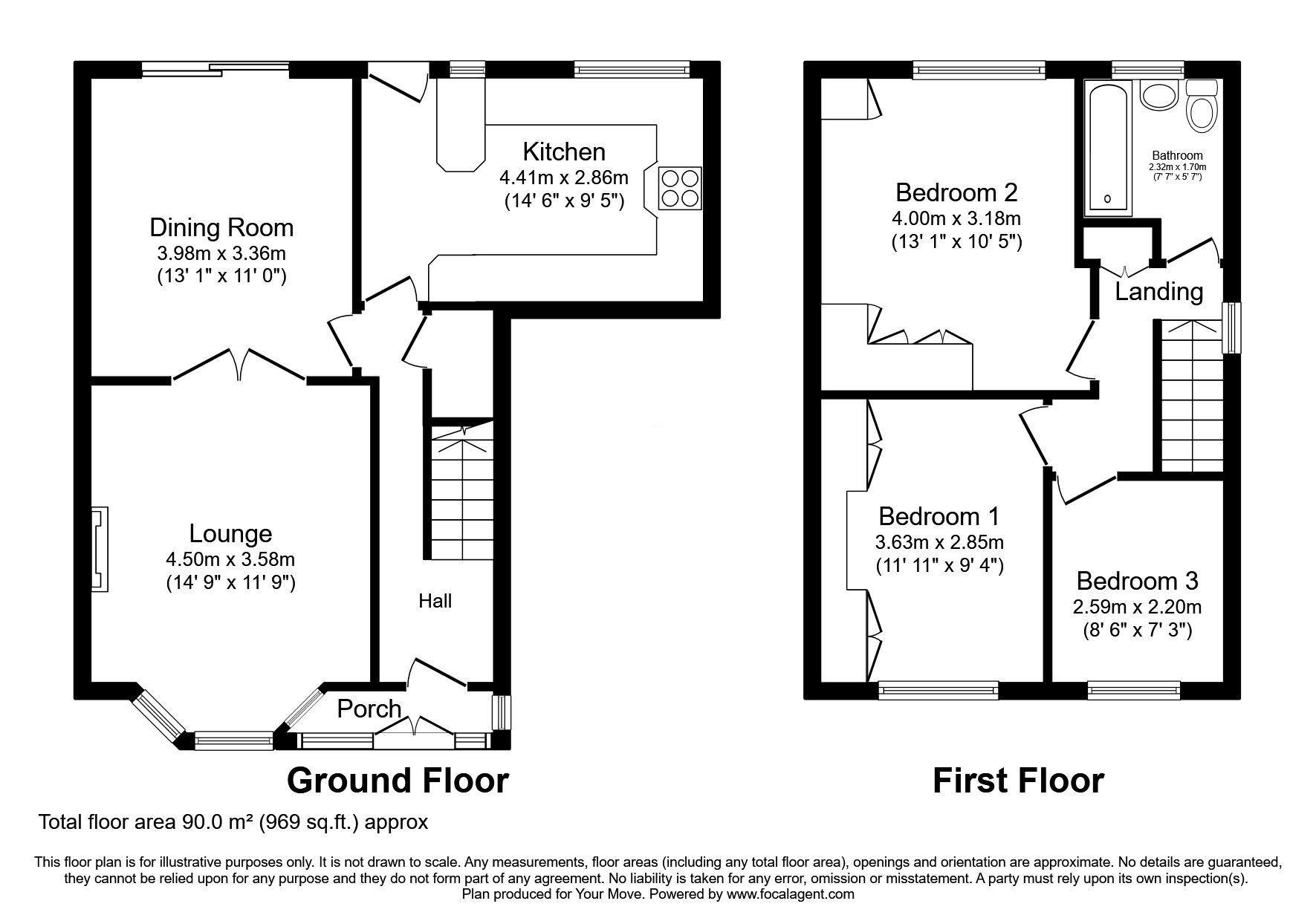 Floorplan of 3 bedroom End Terrace House for sale, Laburnum Avenue, Swinton, Greater Manchester, M27