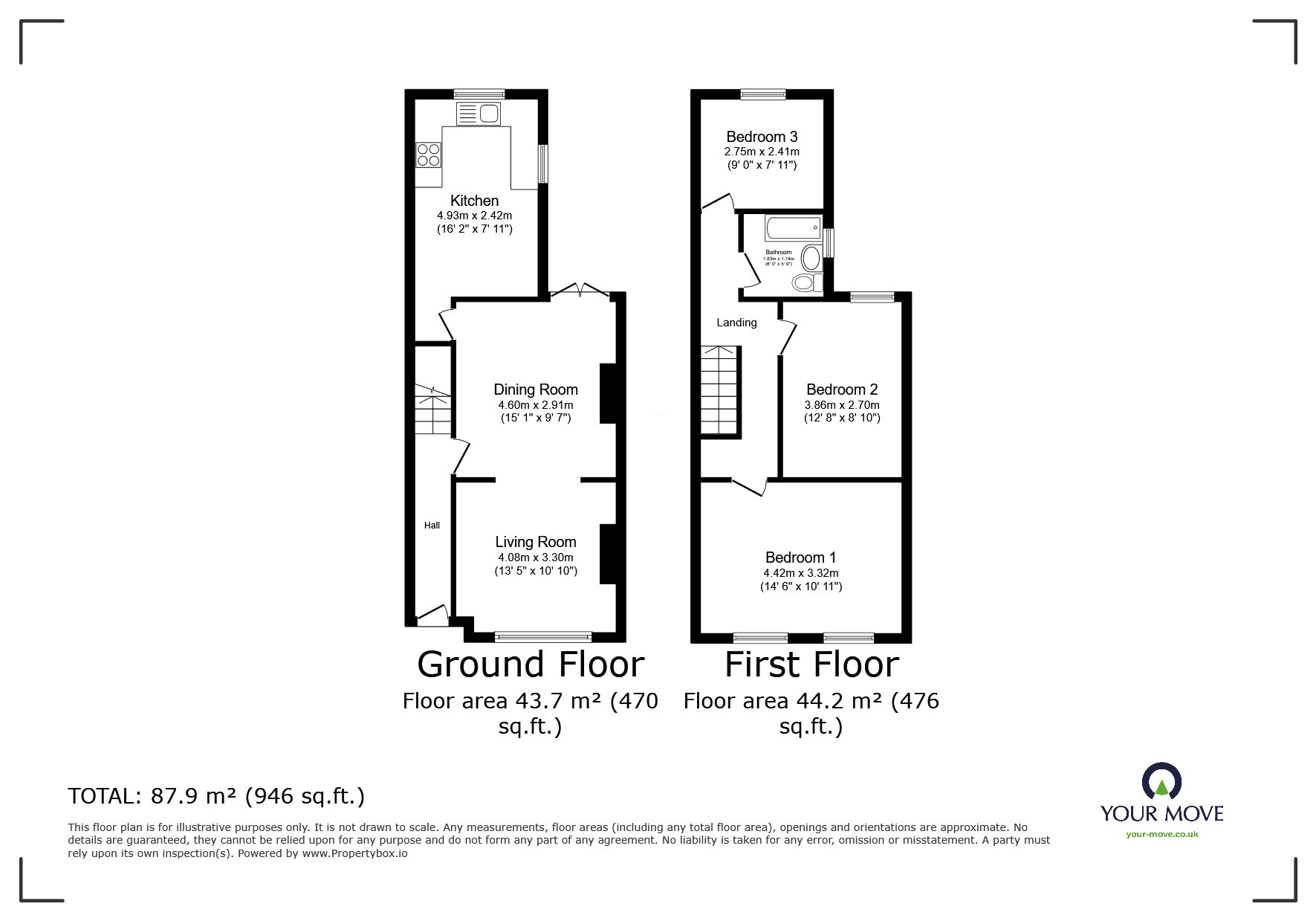 Floorplan of 3 bedroom End Terrace House for sale, Graham Road, Salford, Greater Manchester, M6