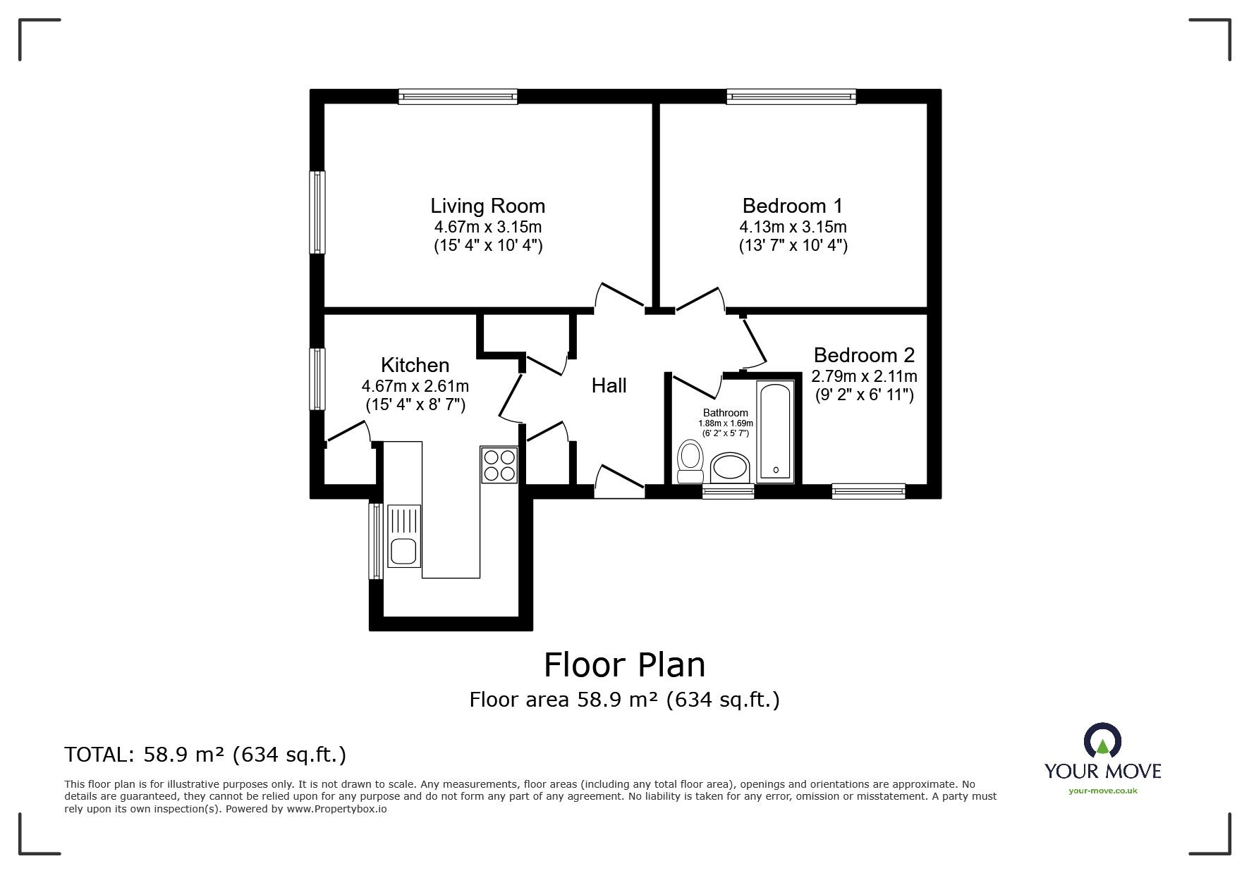 Floorplan of 2 bedroom  Flat for sale, Silverdale, Clifton, Manchester, M27