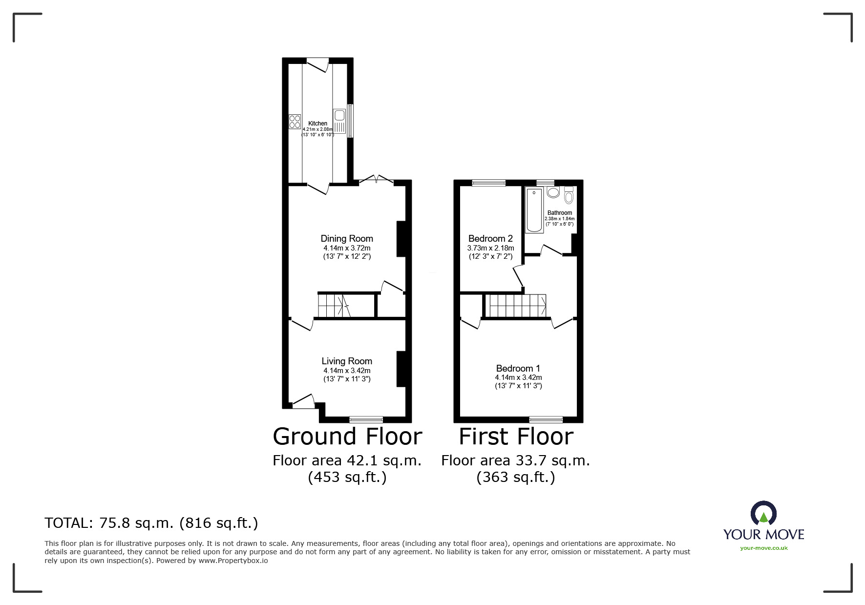 Floorplan of 2 bedroom Mid Terrace House for sale, Beatrice Street, Swinton, Greater Manchester, M27