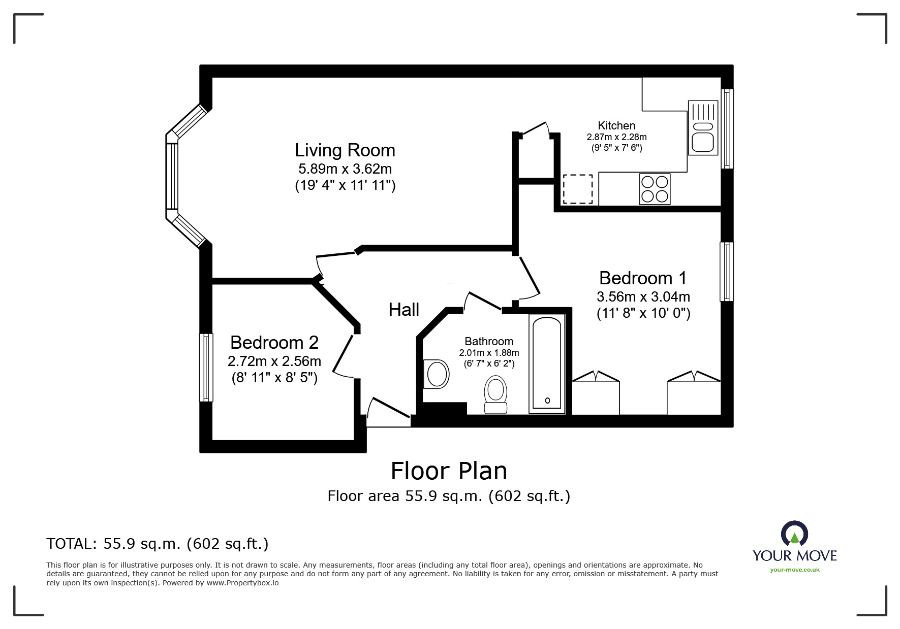 Floorplan of 2 bedroom  Flat for sale, Brattice Drive, Pendlebury, Manchester, M27