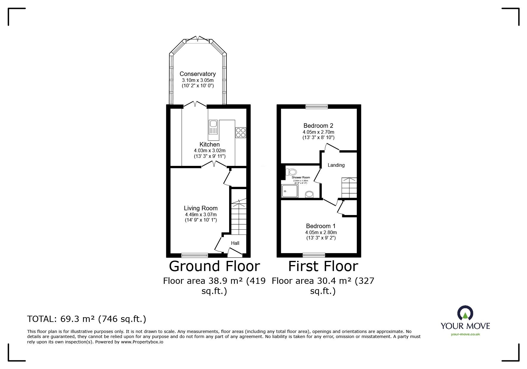 Floorplan of 2 bedroom Mid Terrace House for sale, Old Mill Close, Pendlebury, Manchester, M27