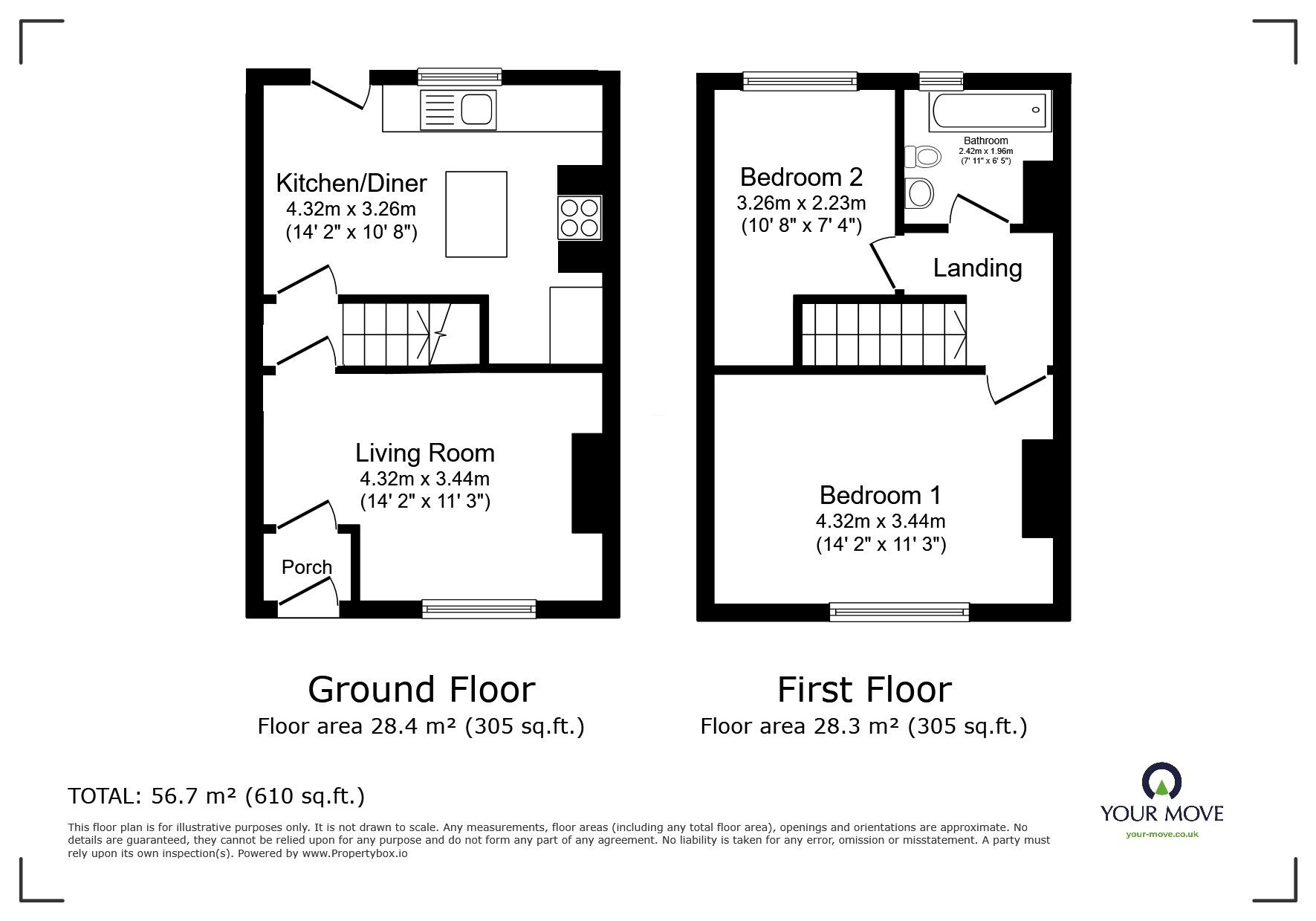 Floorplan of 2 bedroom Mid Terrace House for sale, Arthur Street, Swinton, Greater Manchester, M27