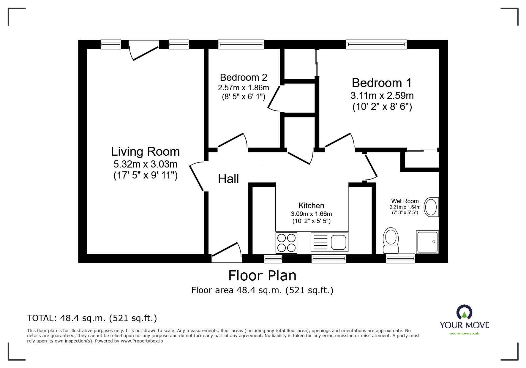 Floorplan of 2 bedroom End Terrace Bungalow for sale, Watson Street, Swinton, Greater Manchester, M27