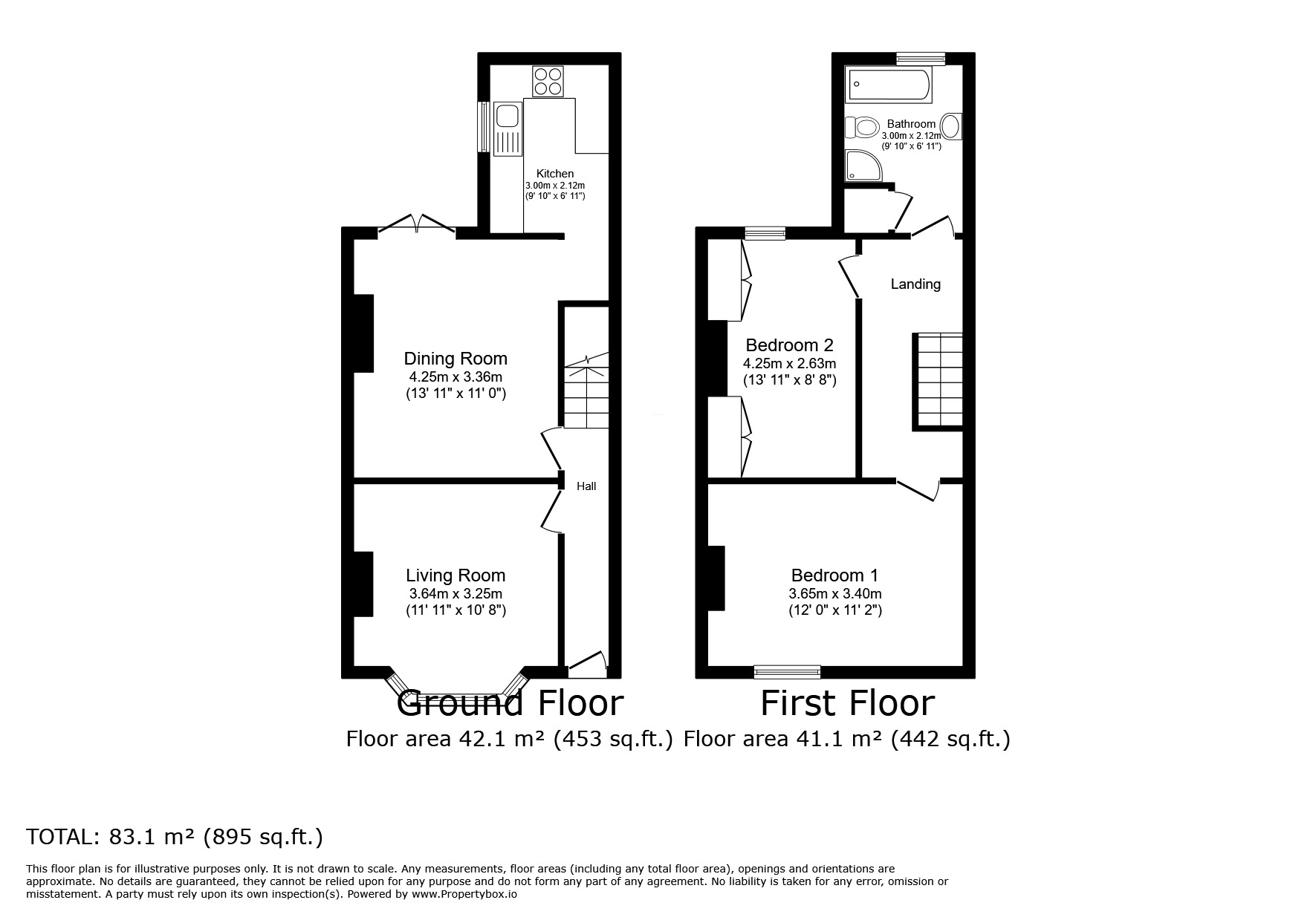 Floorplan of 2 bedroom Mid Terrace House to rent, Hazelhurst Road, Worsley, Greater Manchester, M28