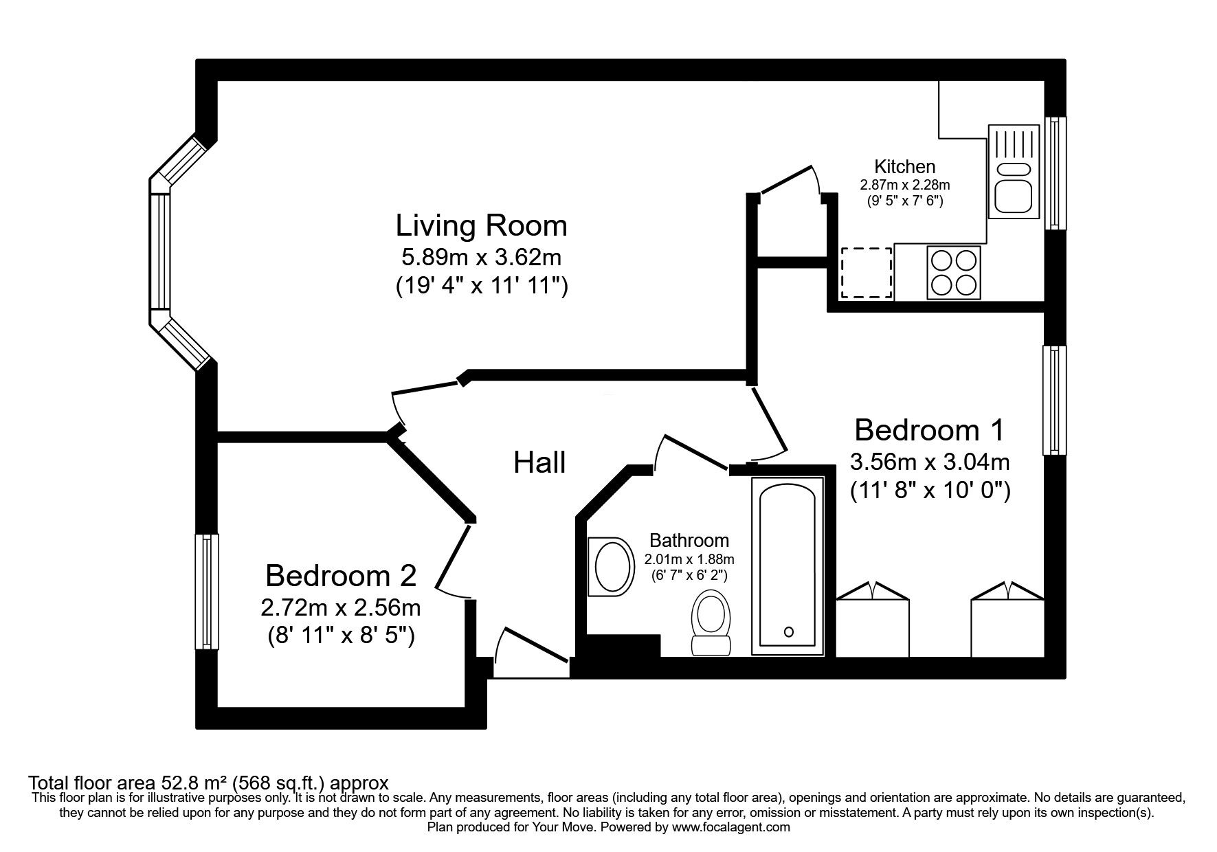 Floorplan of 2 bedroom  Flat for sale, Brattice Drive, Pendlebury, Manchester, M27