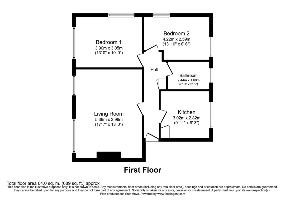 Floorplan of 2 bedroom  Flat to rent, Rochdale House St. James Road, Tunbridge Wells, Kent, TN1