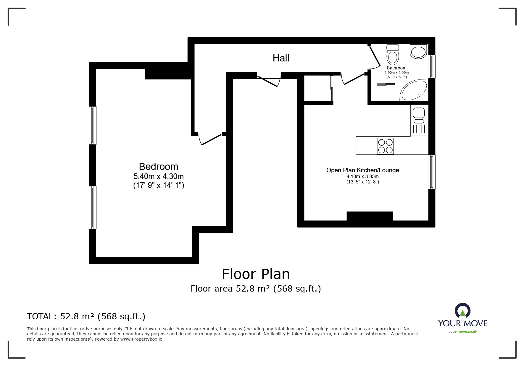 Floorplan of 1 bedroom  Flat to rent, St. James Road, Tunbridge Wells, Kent, TN1