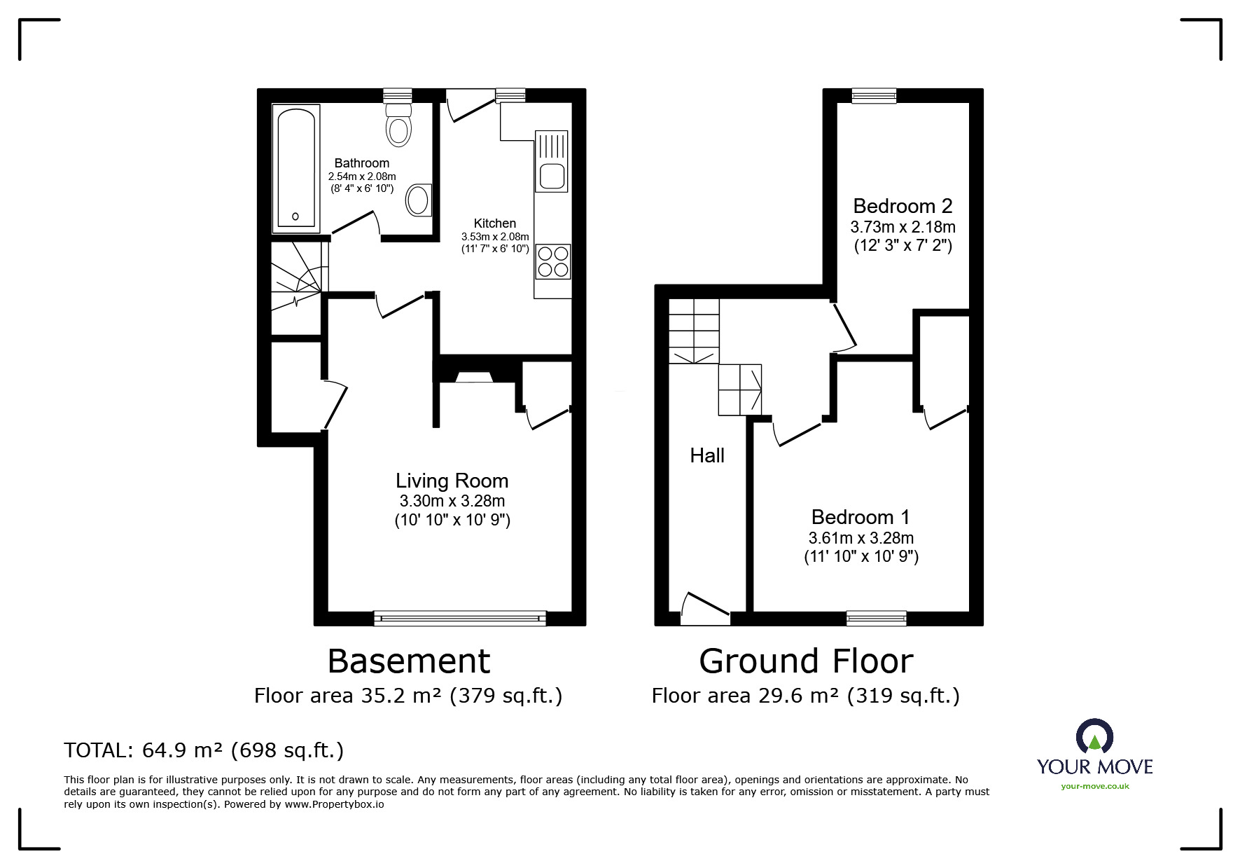 Floorplan of 2 bedroom  Flat to rent, Little Mount Sion, Tunbridge Wells, Kent, TN1