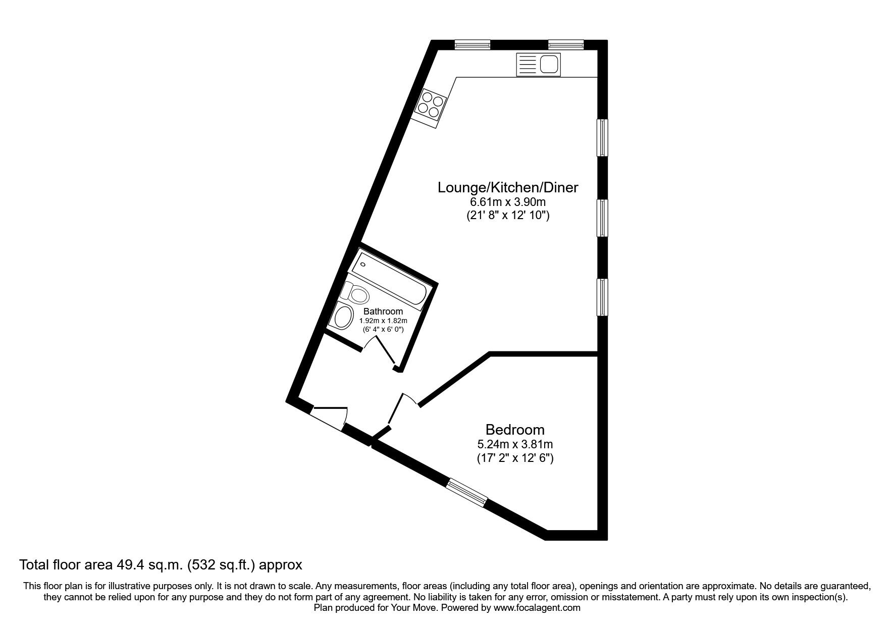 Floorplan of 1 bedroom  Flat to rent, Dynevor Road, Tunbridge Wells, Kent, TN4