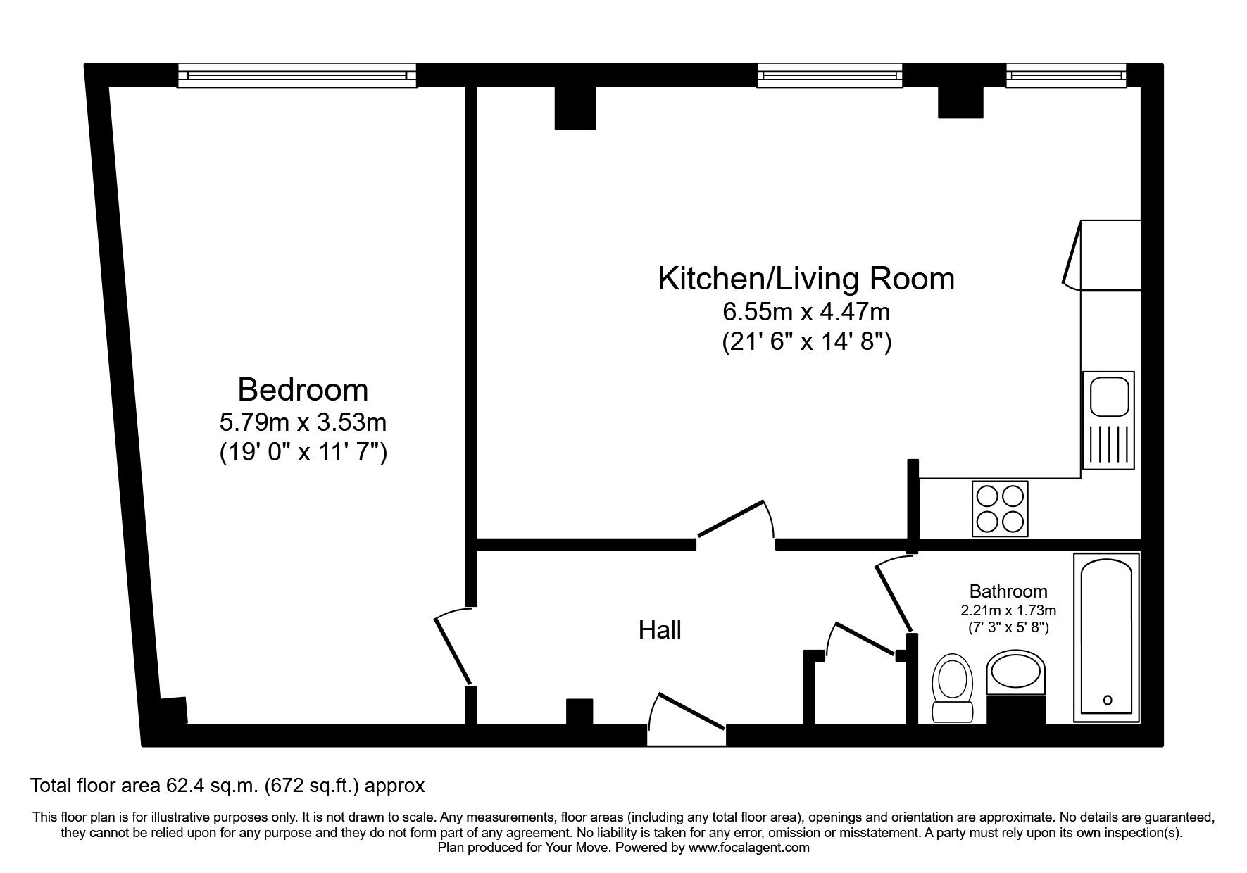 Floorplan of 1 bedroom  Flat to rent, Pantiles House, 2 Nevill Street, Kent, TN2