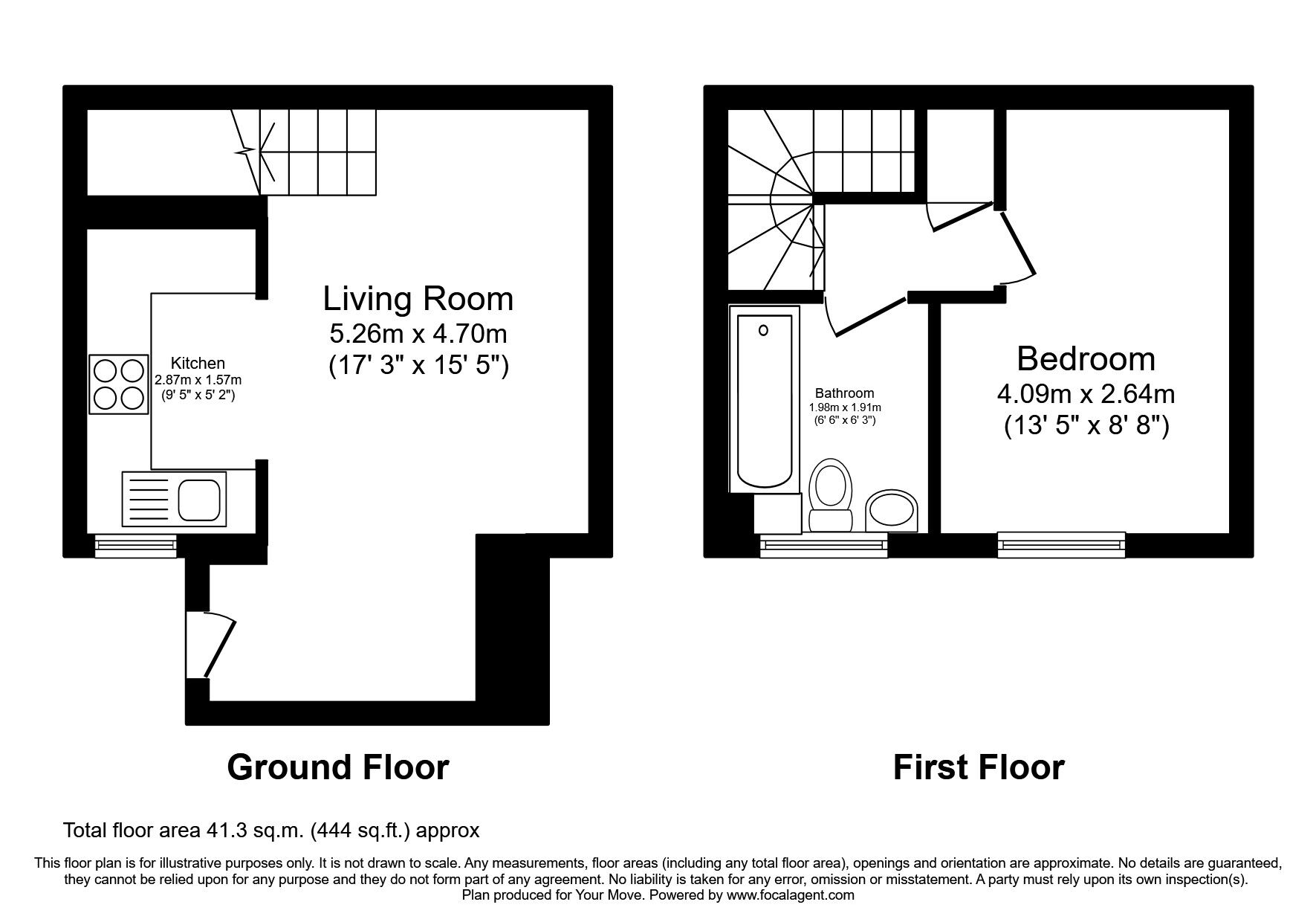 Floorplan of 1 bedroom Mid Terrace House to rent, Horizon Close, Tunbridge Wells, Kent, TN4