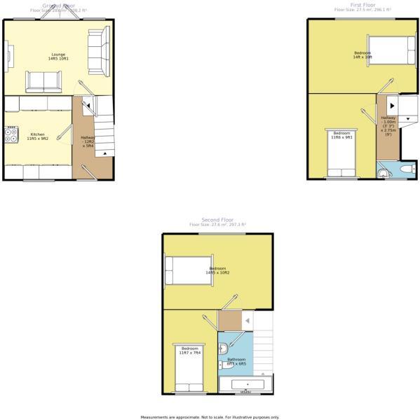 Floorplan of 4 bedroom Mid Terrace House to rent, Woodbury Close, Tunbridge Wells, Kent, TN4