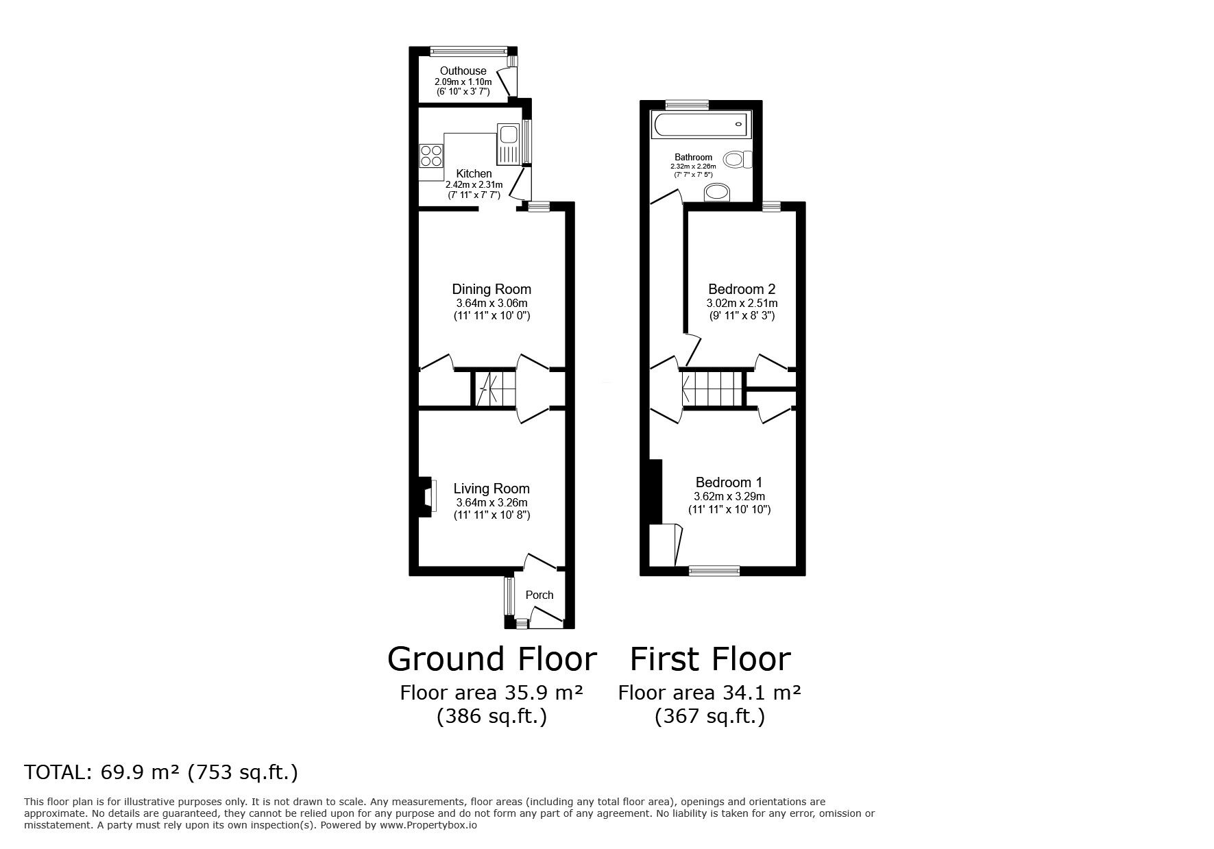 Floorplan of 2 bedroom Mid Terrace House for sale, Western Road, Tunbridge Wells, Kent, TN1