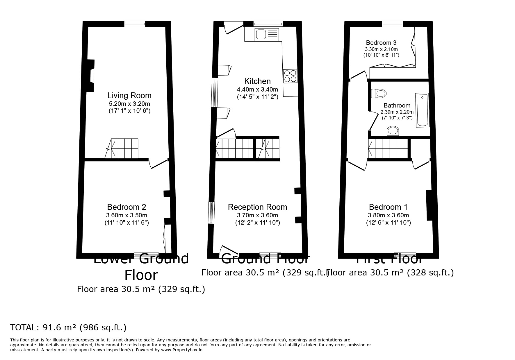 Floorplan of 3 bedroom End Terrace House for sale, Belgrove, Tunbridge Wells, Kent, TN1