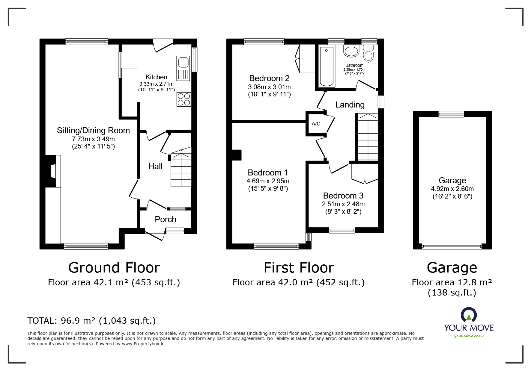 Floorplan of 3 bedroom Semi Detached House for sale, Green Way, Tunbridge Wells, Kent, TN2