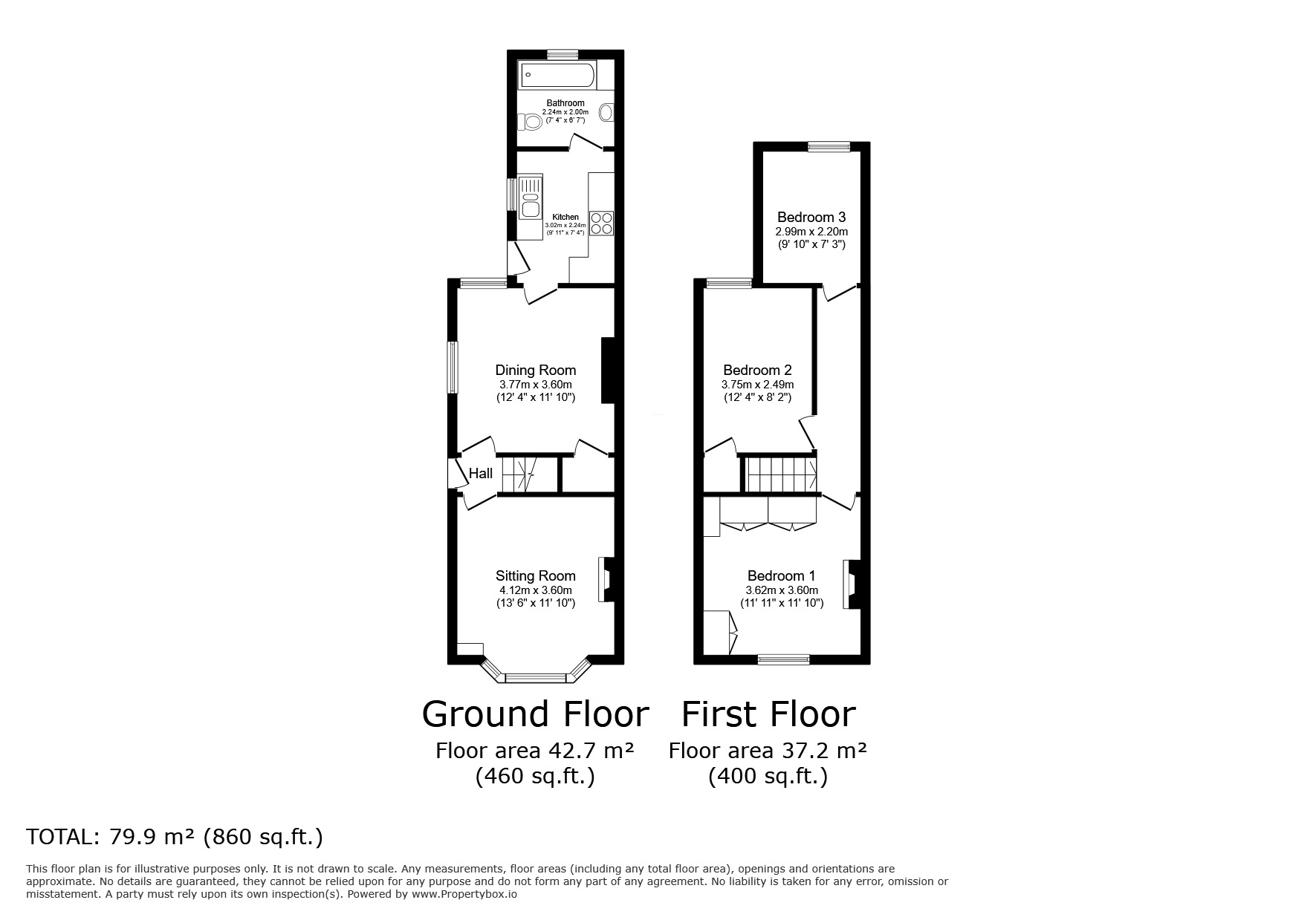 Floorplan of 3 bedroom Semi Detached House for sale, Western Road, Tunbridge Wells, Kent, TN1