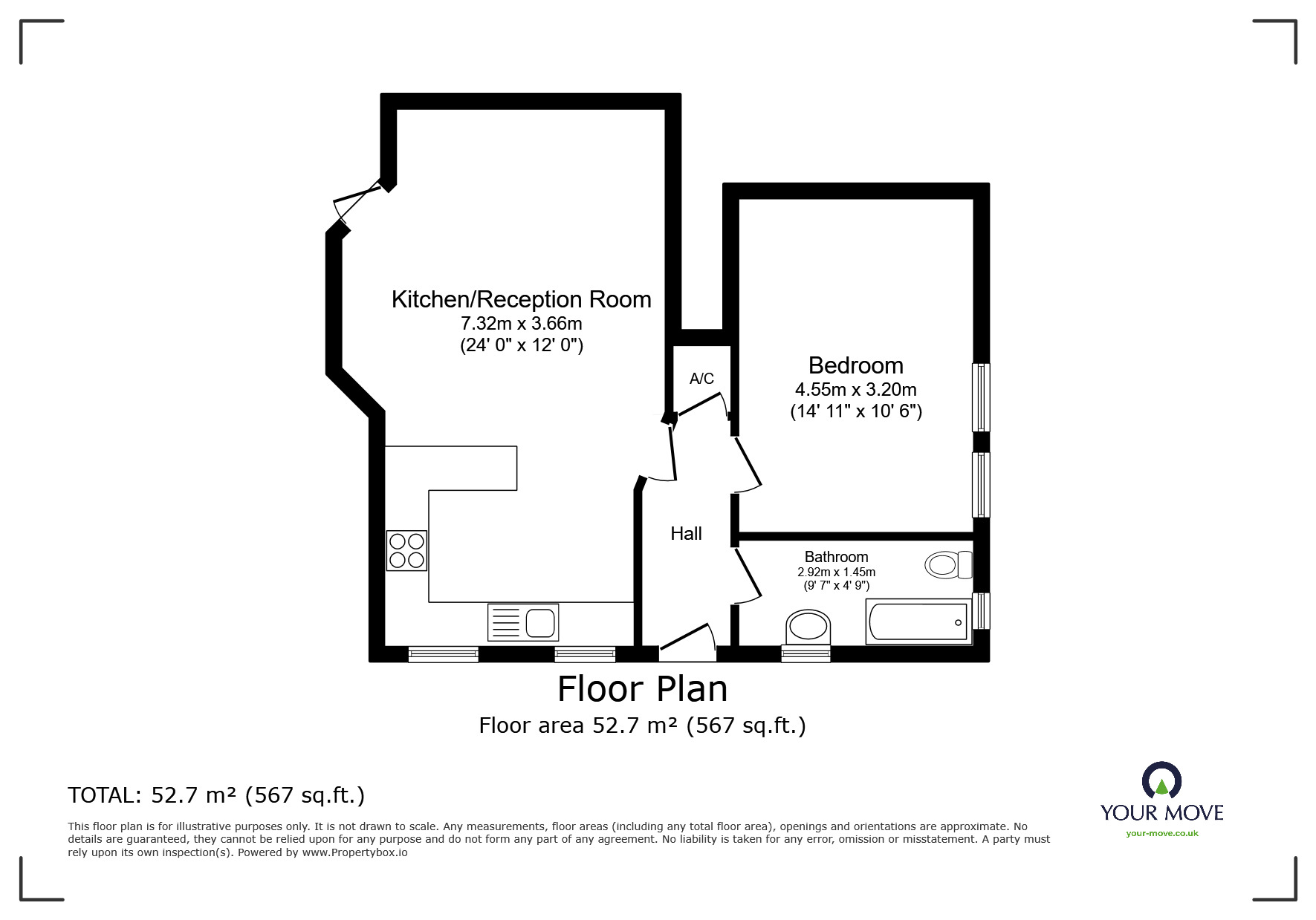 Floorplan of 1 bedroom  Flat for sale, Broadwater Down, Tunbridge Wells, Kent, TN2