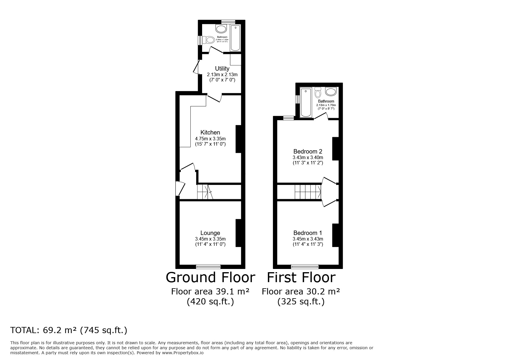 Floorplan of 2 bedroom End Terrace House for sale, Auckland Road, Tunbridge Wells, TN1