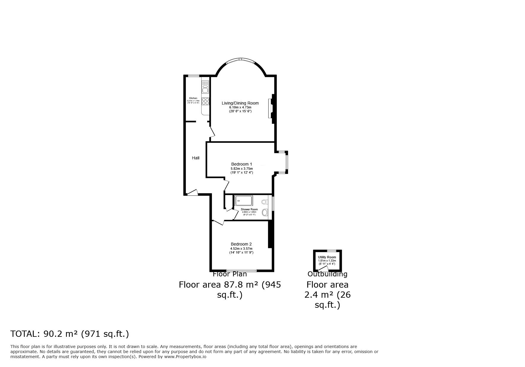 Floorplan of 2 bedroom  Flat for sale, Mount Ephraim, Tunbridge Wells, Kent, TN4