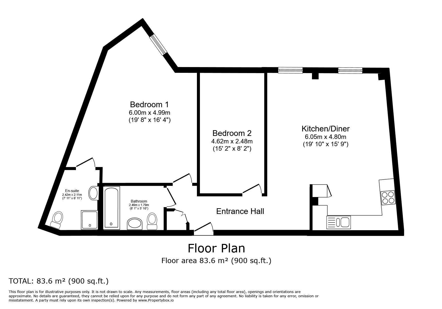 Floorplan of 2 bedroom  Flat for sale, Nevill Street, Tunbridge Wells, Kent, TN2