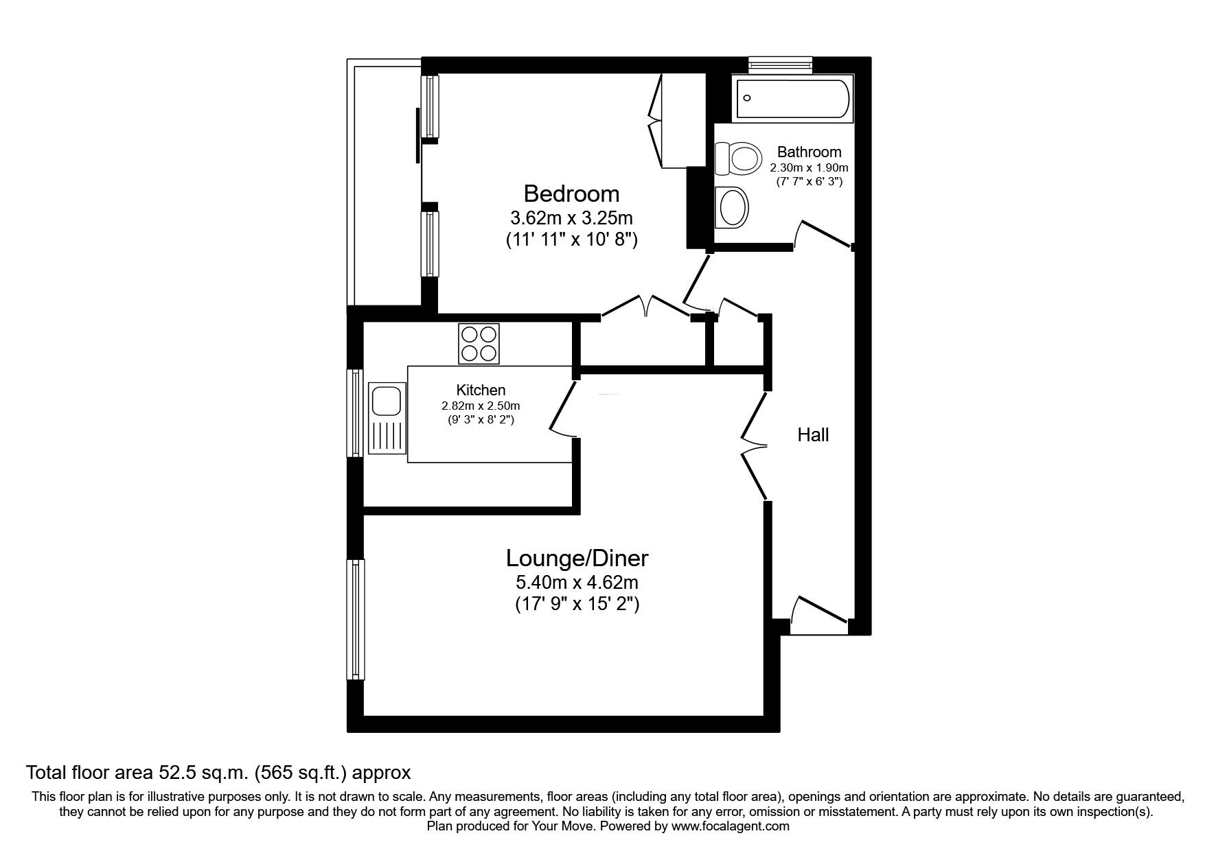 Floorplan of 1 bedroom  Flat for sale, Ferndale Close, Tunbridge Wells, Kent, TN2