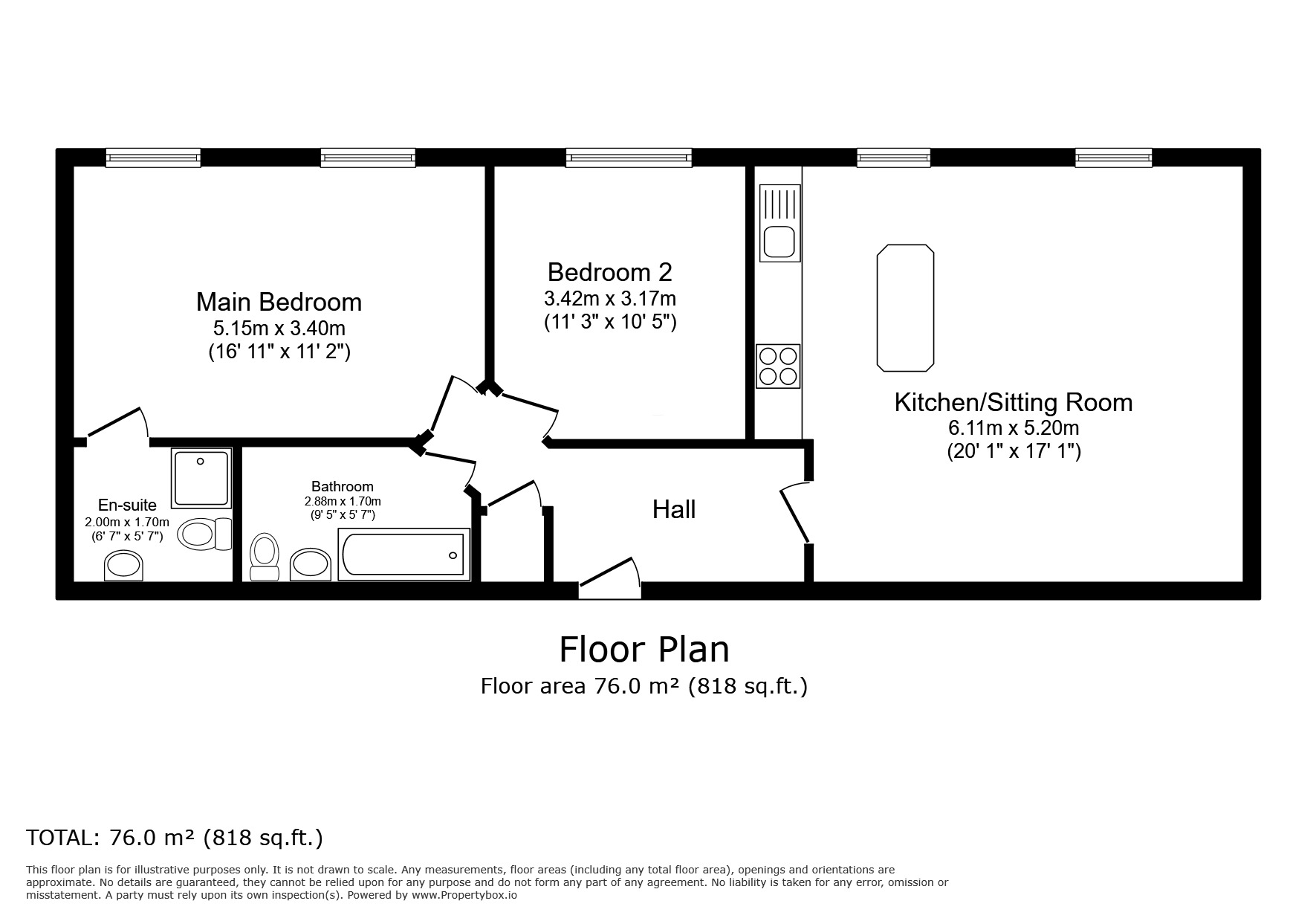 Floorplan of 2 bedroom  Flat for sale, Nevill Street, Tunbridge Wells, Kent, TN2