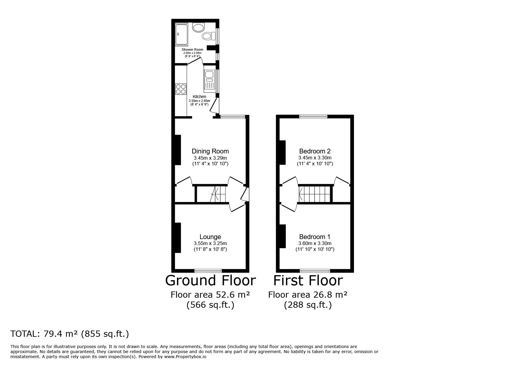 Floorplan of 2 bedroom Semi Detached House for sale, Stanley Road, Tunbridge Wells, Kent, TN1