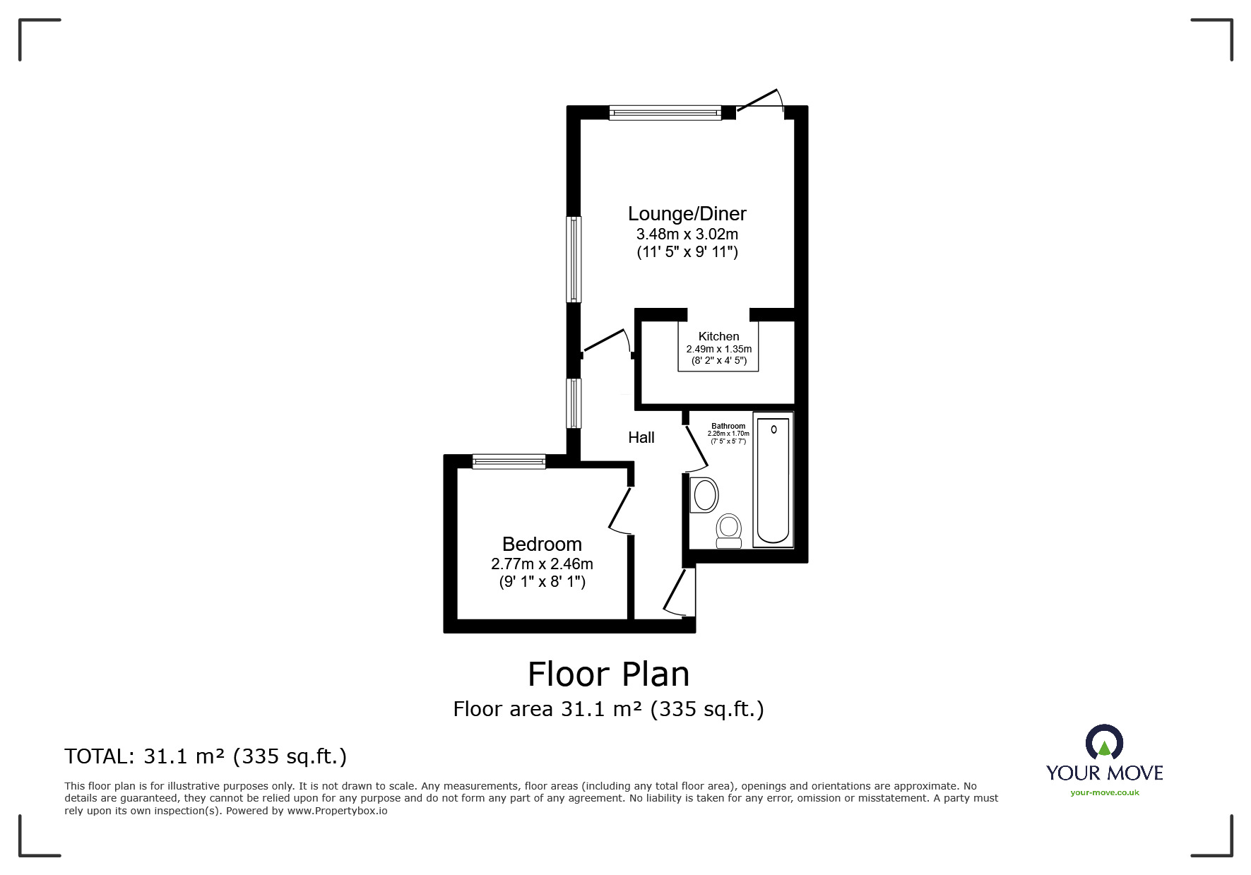 Floorplan of 1 bedroom  Flat to rent, Grove Hill Road, Tunbridge Wells, Kent, TN1