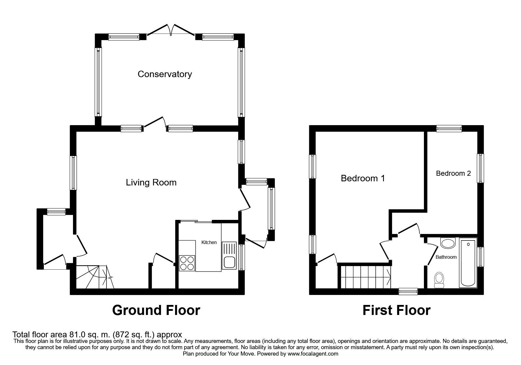 Floorplan of 2 bedroom Detached House for sale, Fermor Road, Crowborough, East Sussex, TN6