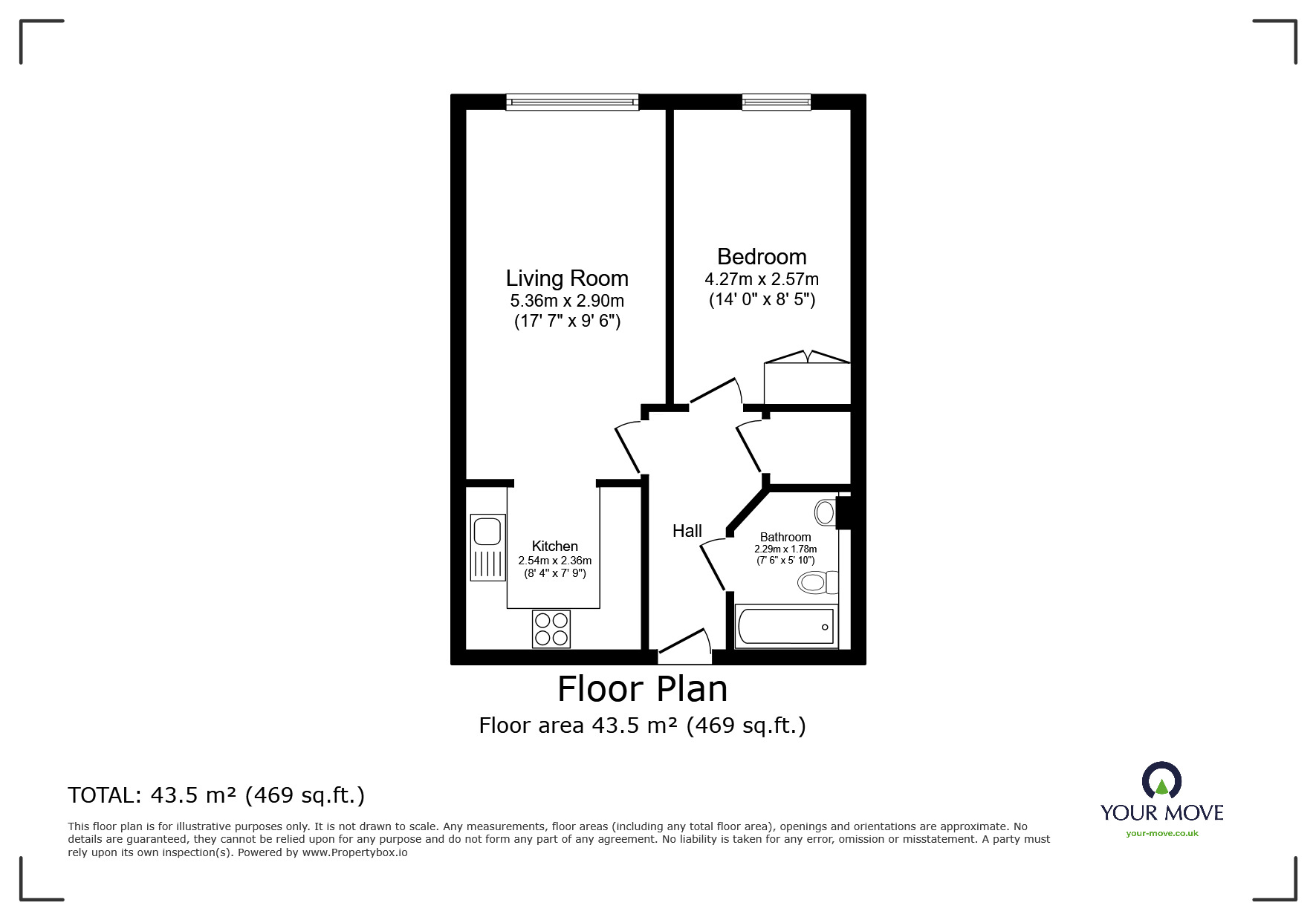 Floorplan of 1 bedroom  Flat for sale, St. Johns Road, Tunbridge Wells, Kent, TN4