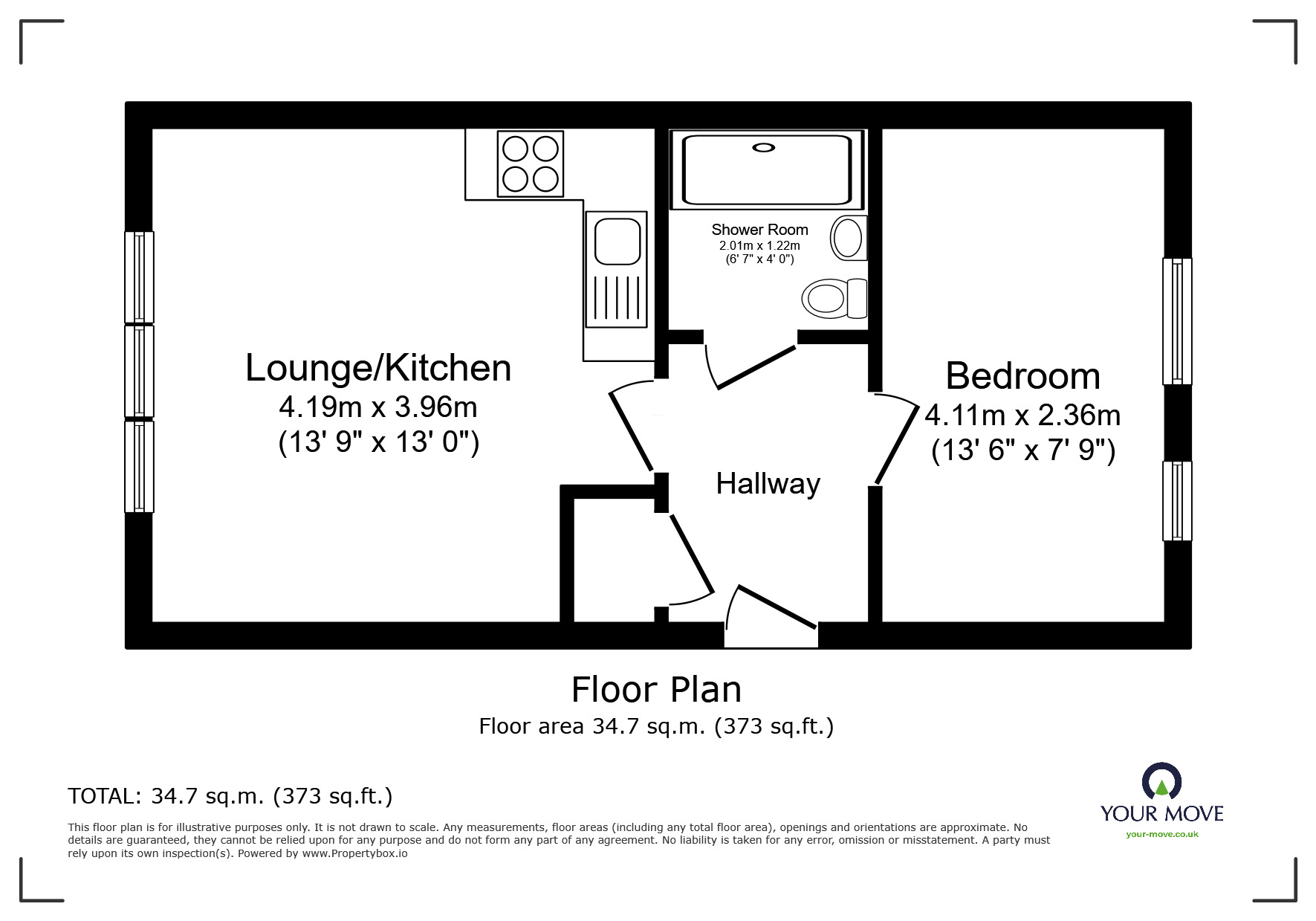 Floorplan of 1 bedroom  Flat for sale, Mount Ephraim, Tunbridge Wells, Kent, TN4