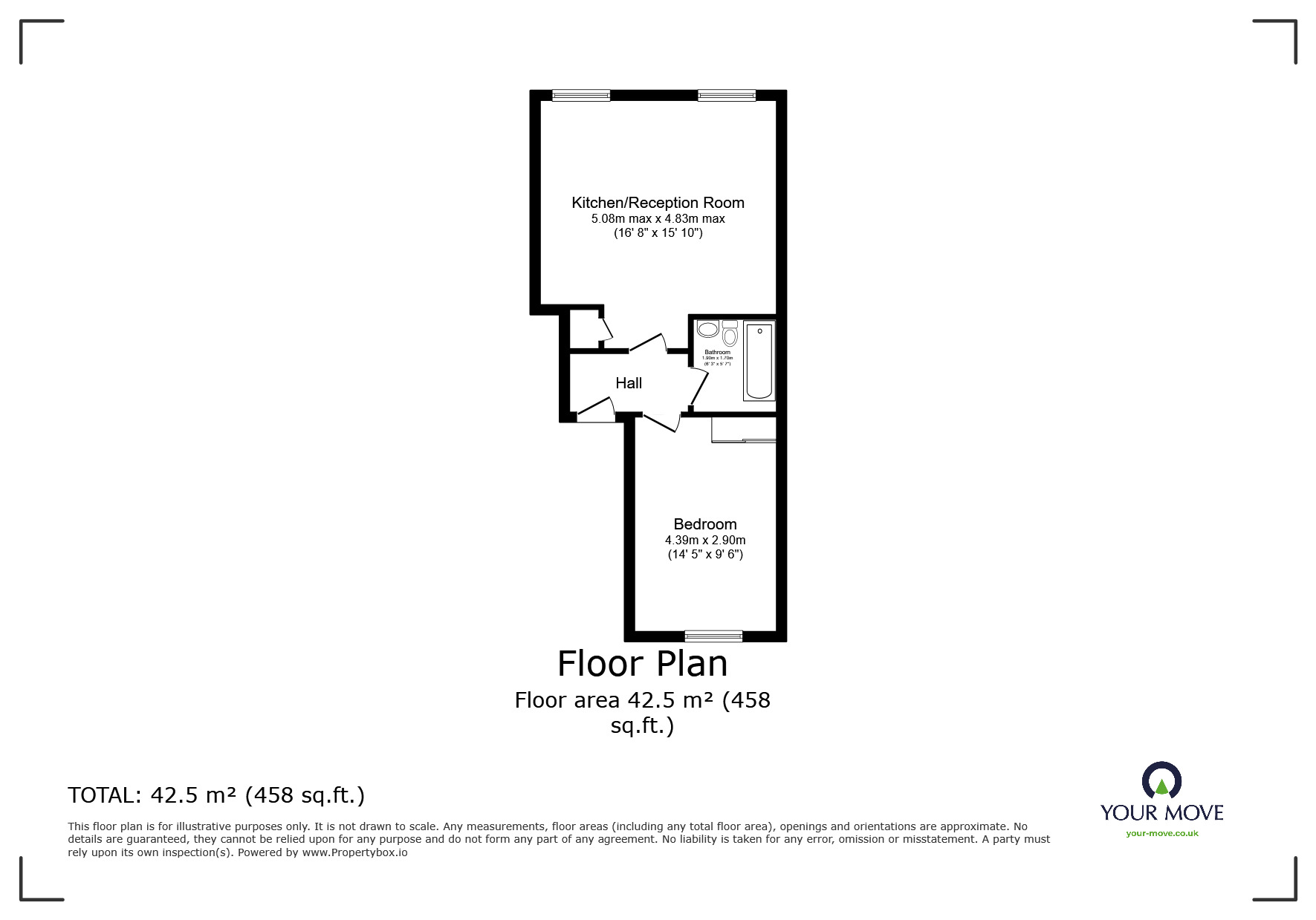 Floorplan of 1 bedroom  Flat for sale, Speldhurst Road, Tunbridge Wells, Kent, TN4