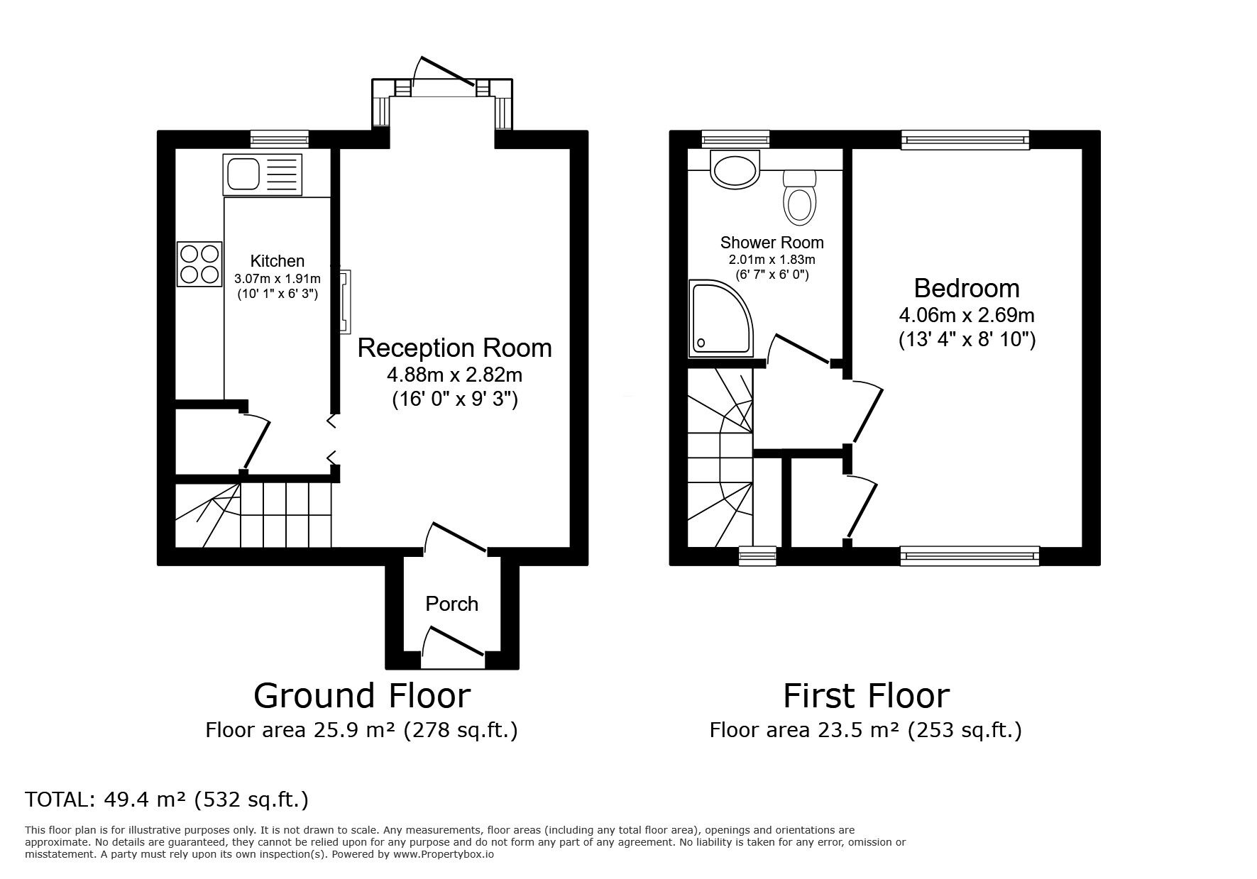 Floorplan of 1 bedroom Mid Terrace House for sale, Hawkenbury Mead, Tunbridge Wells, Kent, TN2