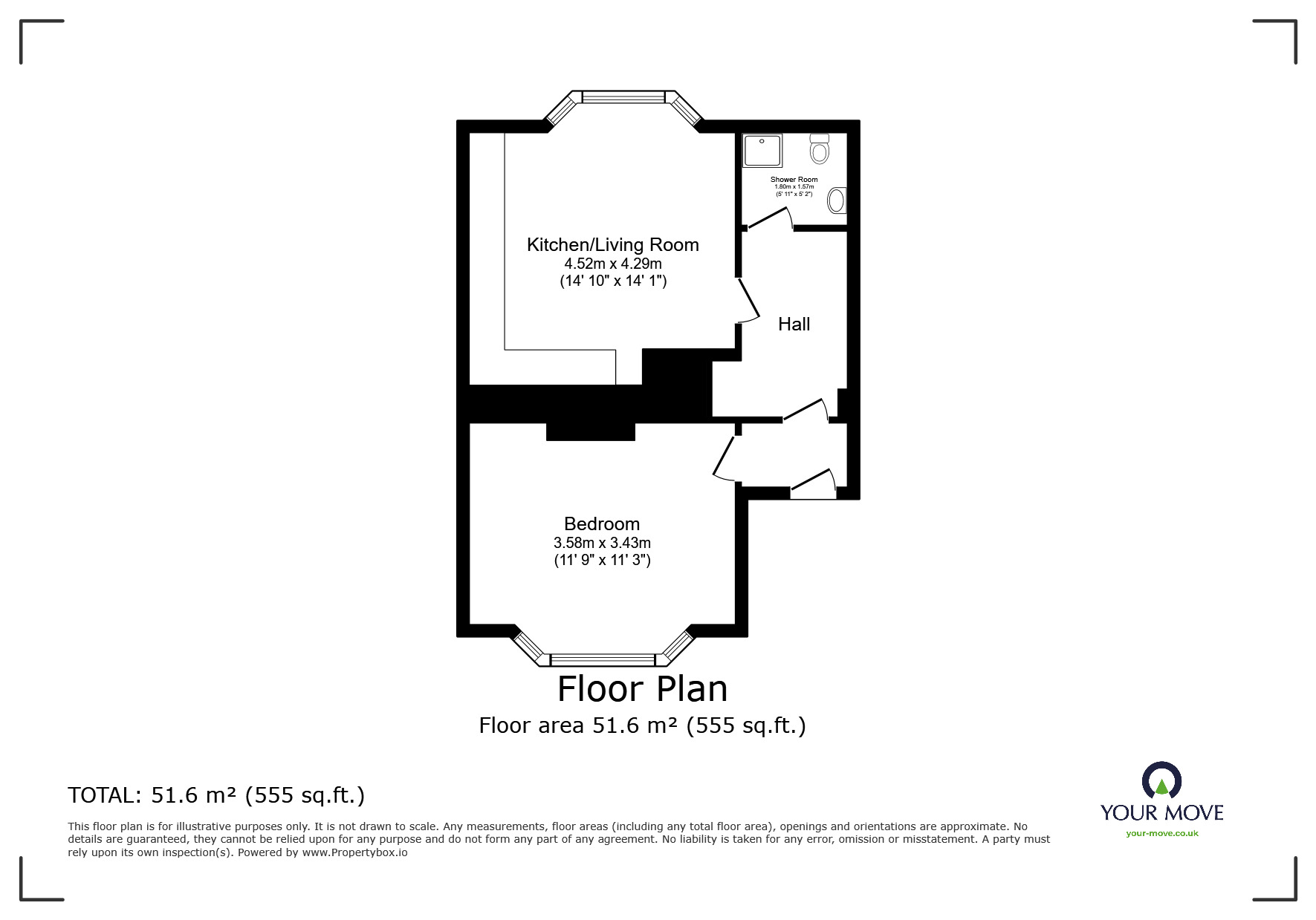 Floorplan of 1 bedroom  Flat to rent, Frant Road, Tunbridge Wells, Kent, TN2