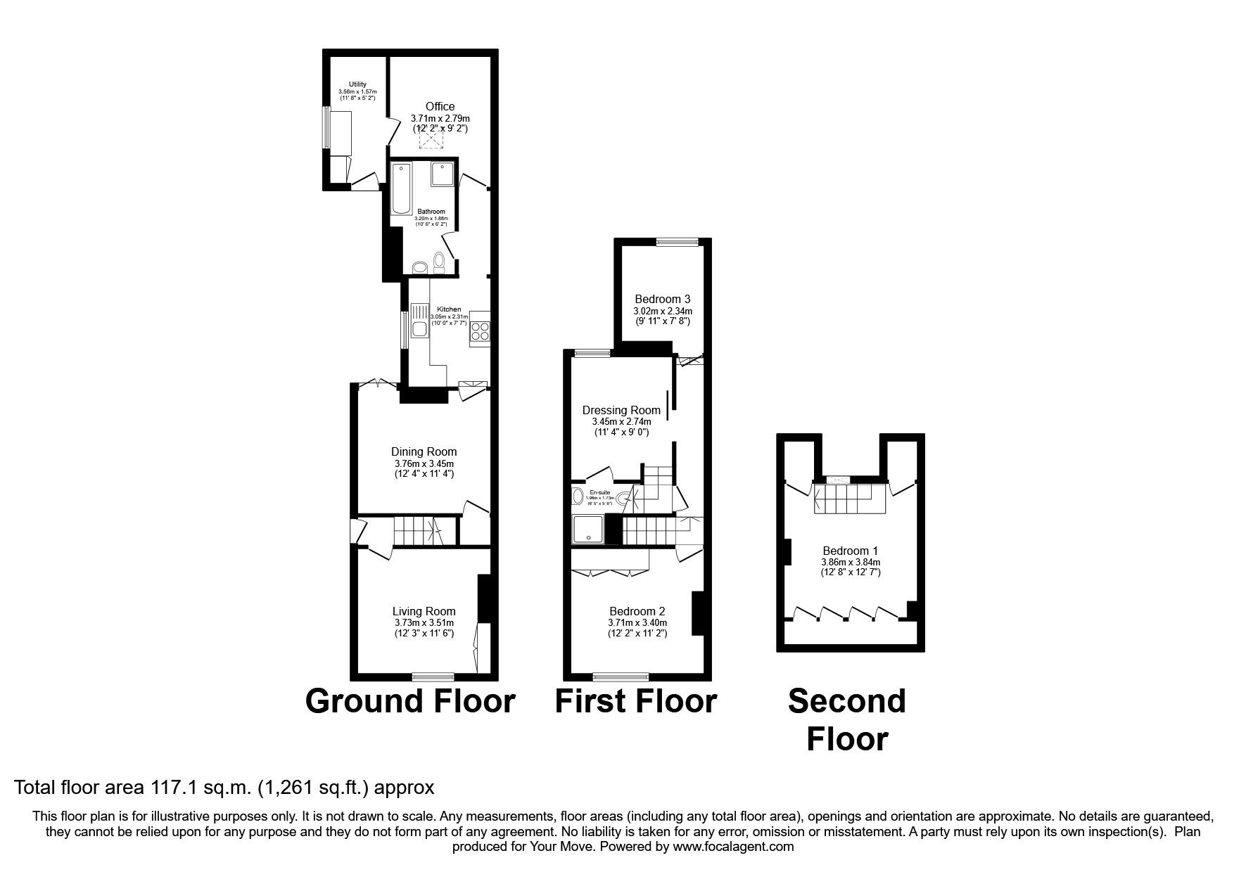 Floorplan of 3 bedroom Semi Detached House to rent, Tunnel Road, Tunbridge Wells, Kent, TN1