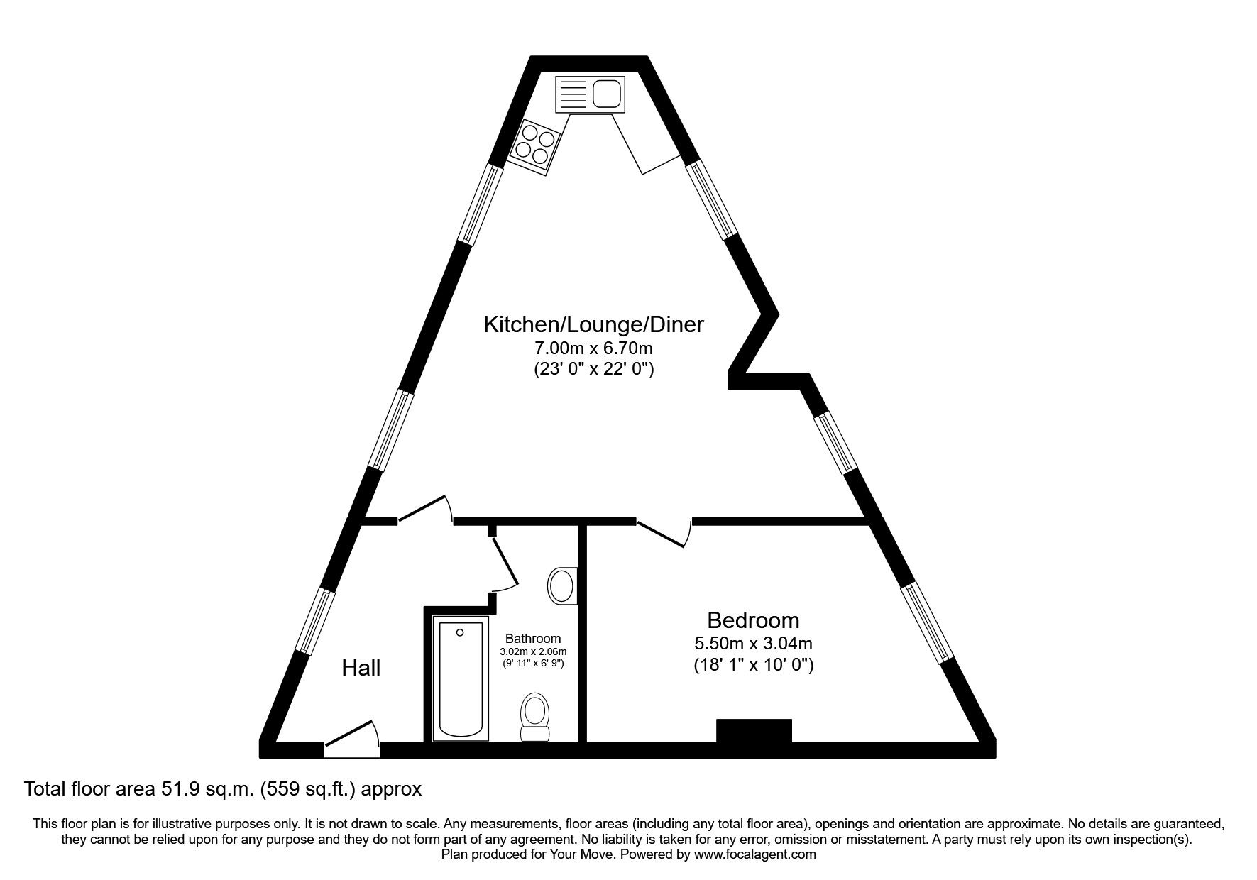 Floorplan of 3 bedroom  Flat for sale, Silverdale Road, Tunbridge Wells, Kent, TN4