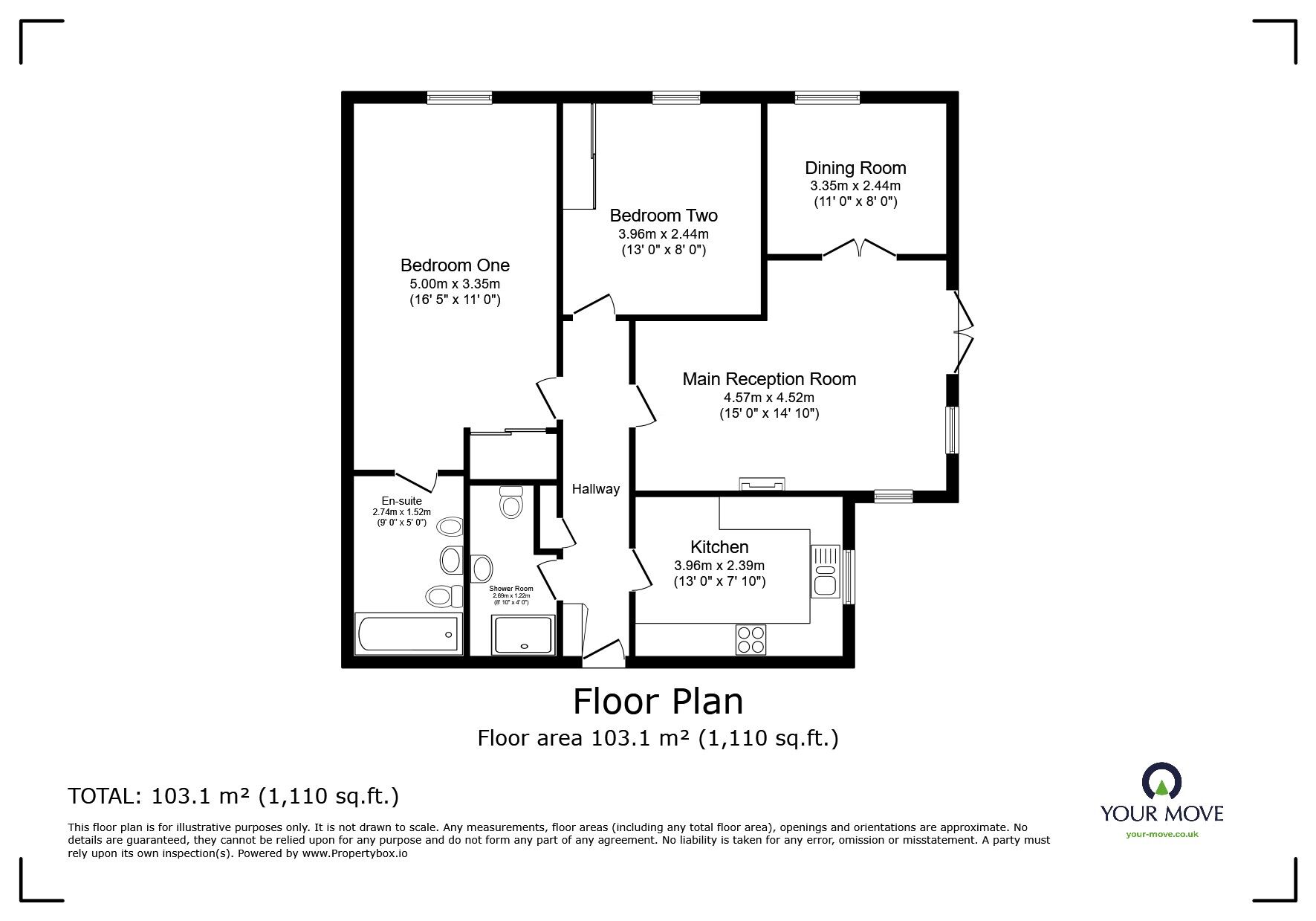 Floorplan of 2 bedroom  Flat for sale, Kingswood Road, Tunbridge Wells, Kent, TN2