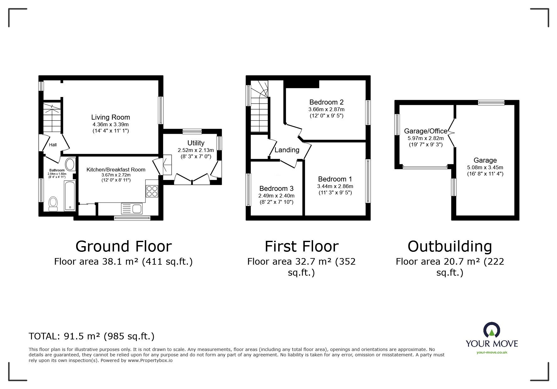 Floorplan of 3 bedroom Semi Detached House for sale, Sandhurst Avenue, Pembury, Kent, TN2