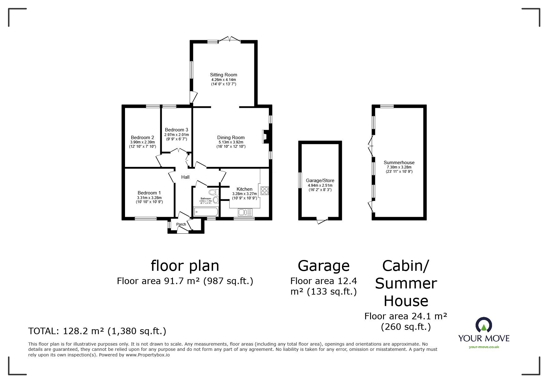 Floorplan of 3 bedroom Detached Bungalow for sale, Greenview Crescent, Hildenborough, Kent, TN11