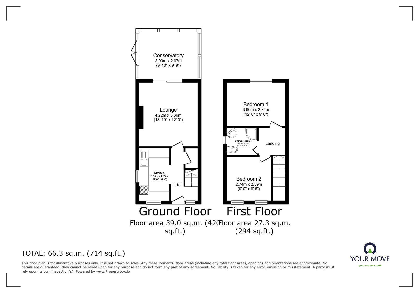 Floorplan of 2 bedroom Semi Detached House for sale, Ashenden Walk, Tunbridge Wells, Kent, TN2