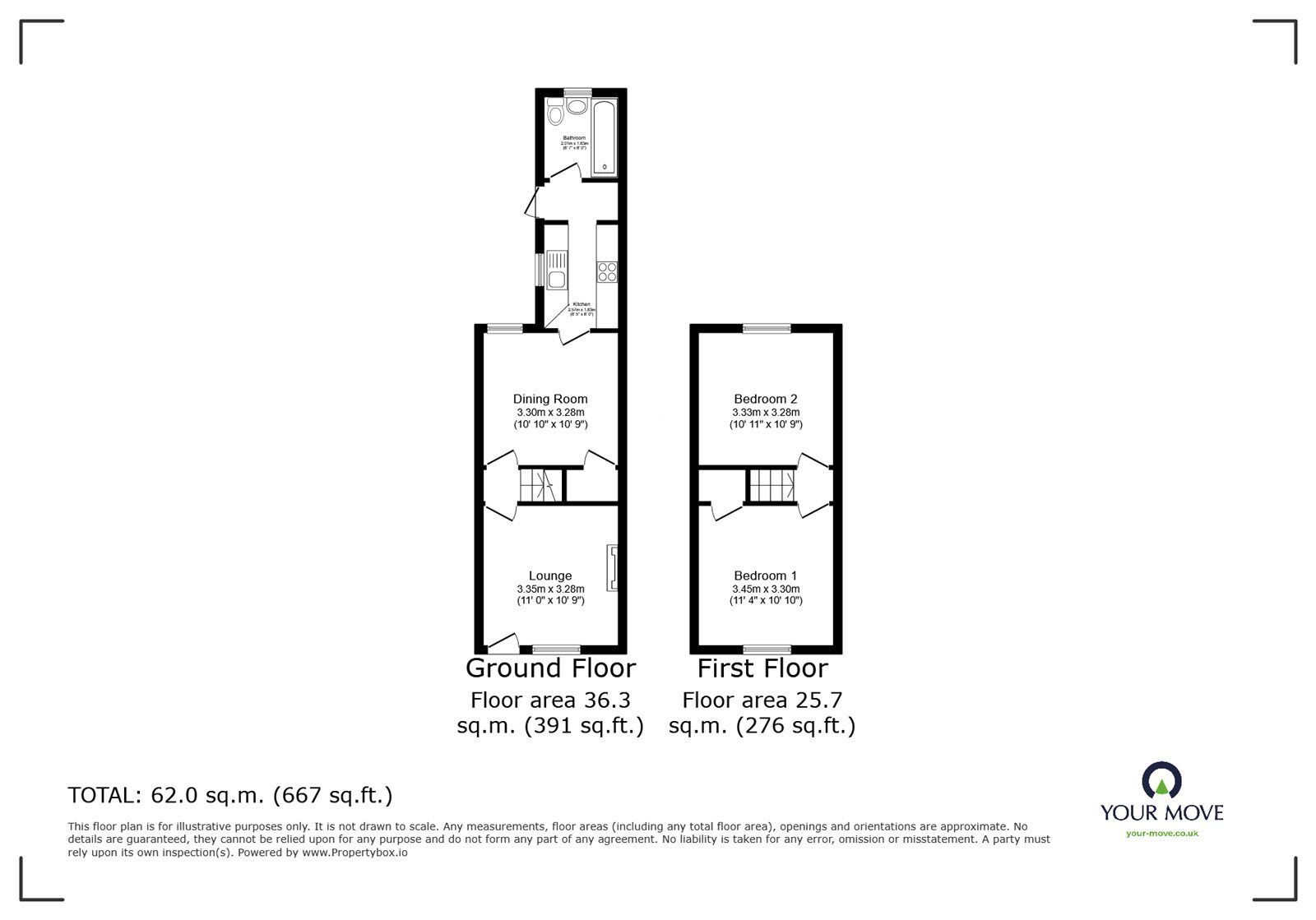 Floorplan of 2 bedroom Mid Terrace House for sale, Auckland Road, Tunbridge Wells, Kent, TN1